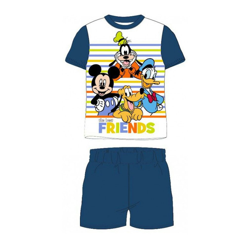 Disney Mickey Mouse Pyjama Kurzer Pyjama mit Mickey und Goofy "the best Friends" (Set, 2 tlg)