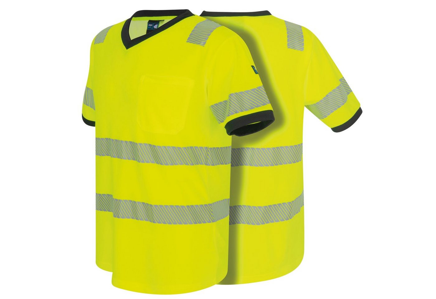 PRO FIT T-Shirt Warnschutz, Arbeits-Shirt, Warnshirt - Neongelb (1, Stück) Atmungsaktiv, Reflexstreifen, UV-Schutz, Allergiker geeignet, Unisex