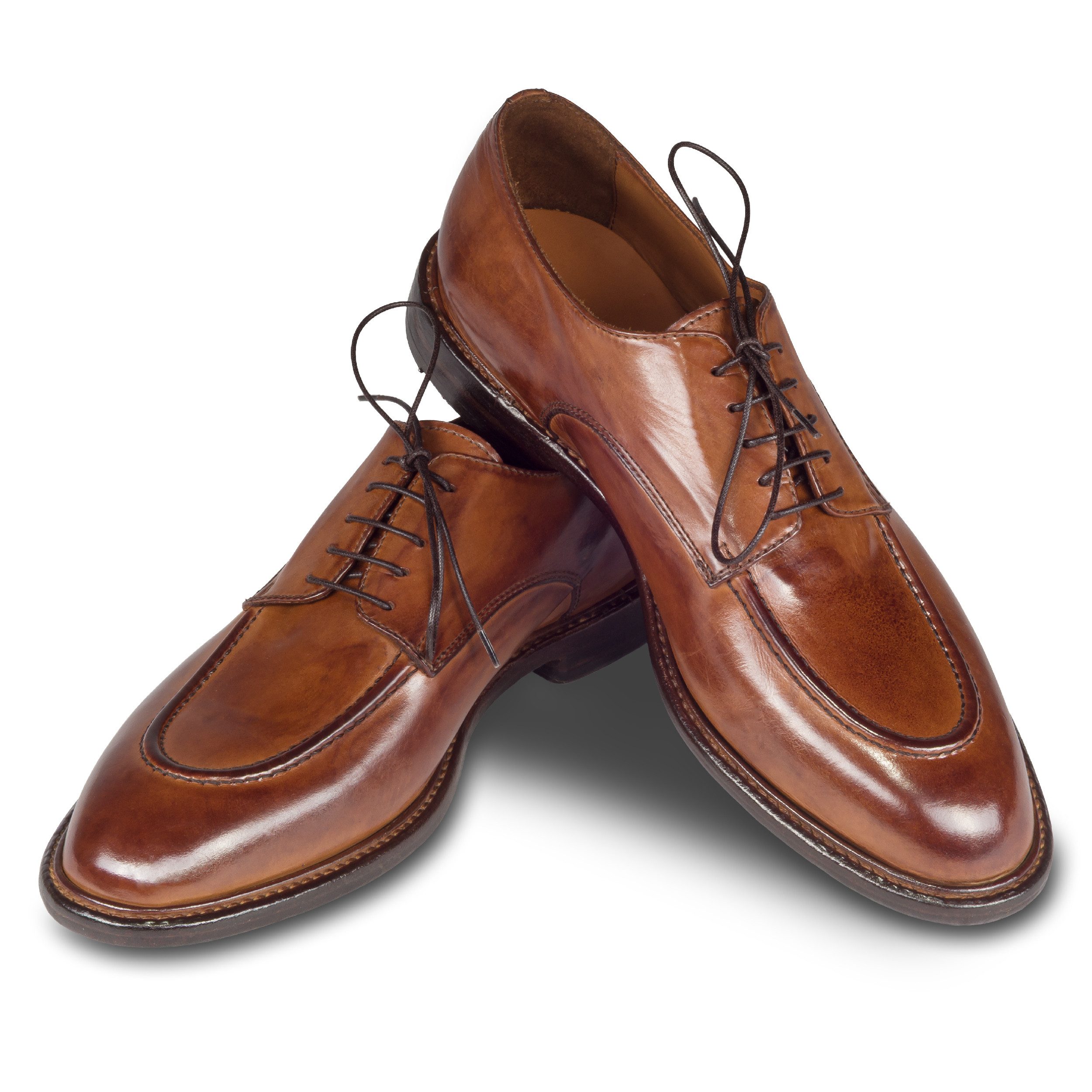 LEMARGO Herren Schnürschuh braun, Kalbsleder stonewashed, IW07A Schnürschuh Handgefertigt in Italien