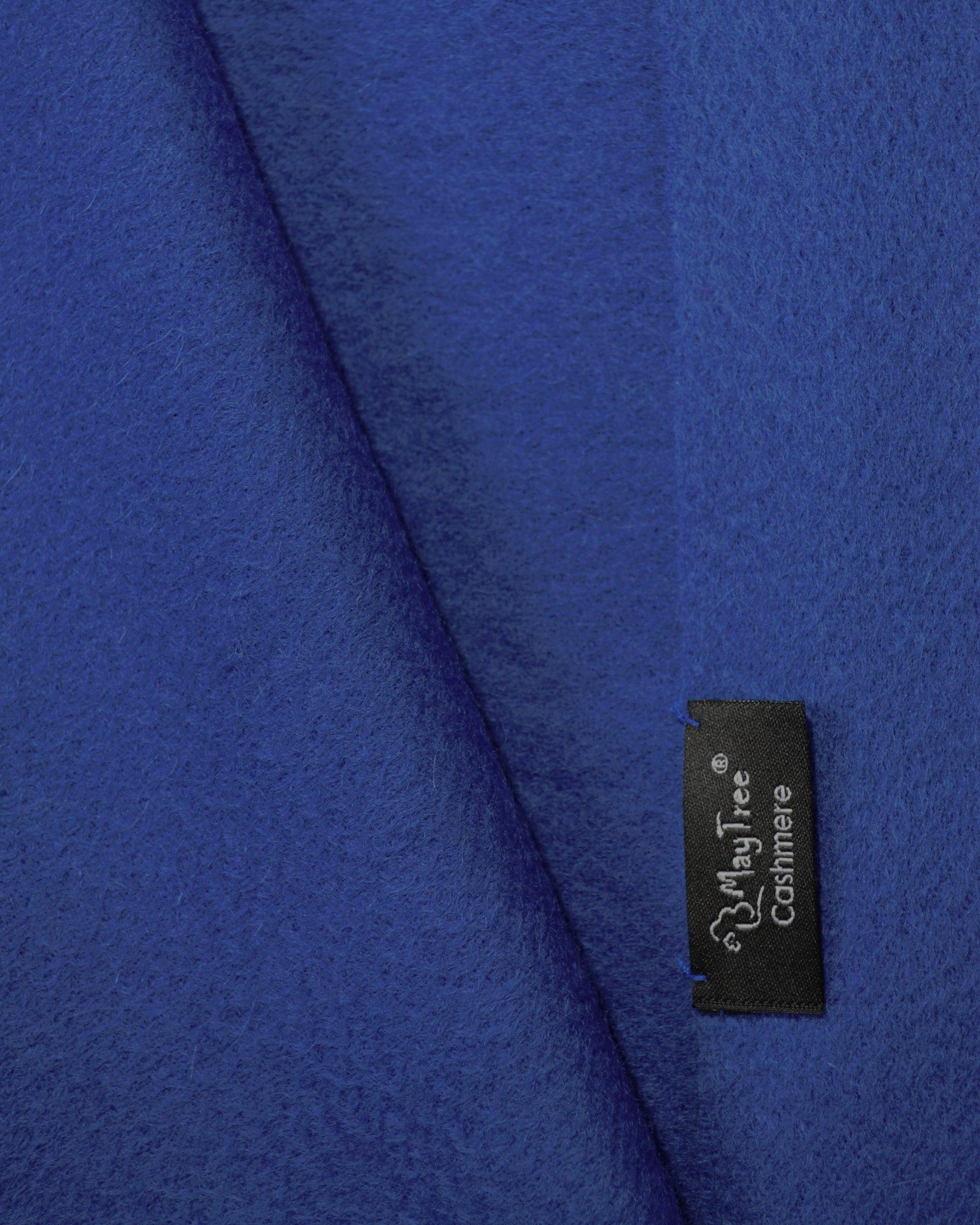 MayTree Kaschmirschal Unisex, 180 x 30cm, mit Fransen, einfarbig Jeansblau, (Stück, 1-St), 100% Kaschmir