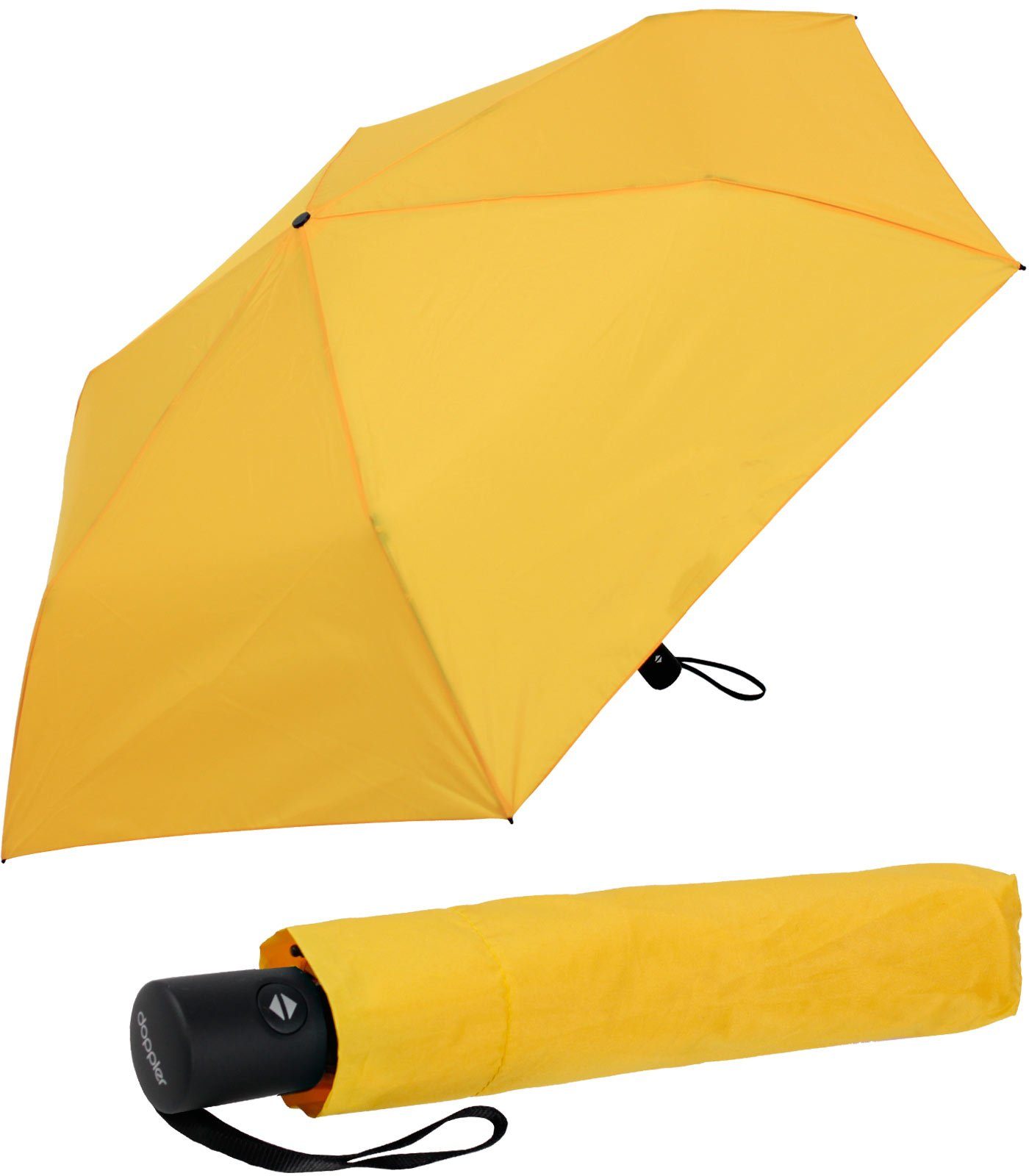 doppler® Taschenregenschirm winziger, leichter Schirm mit Auf-Zu-Automatik, klein, extrem leicht und stabil