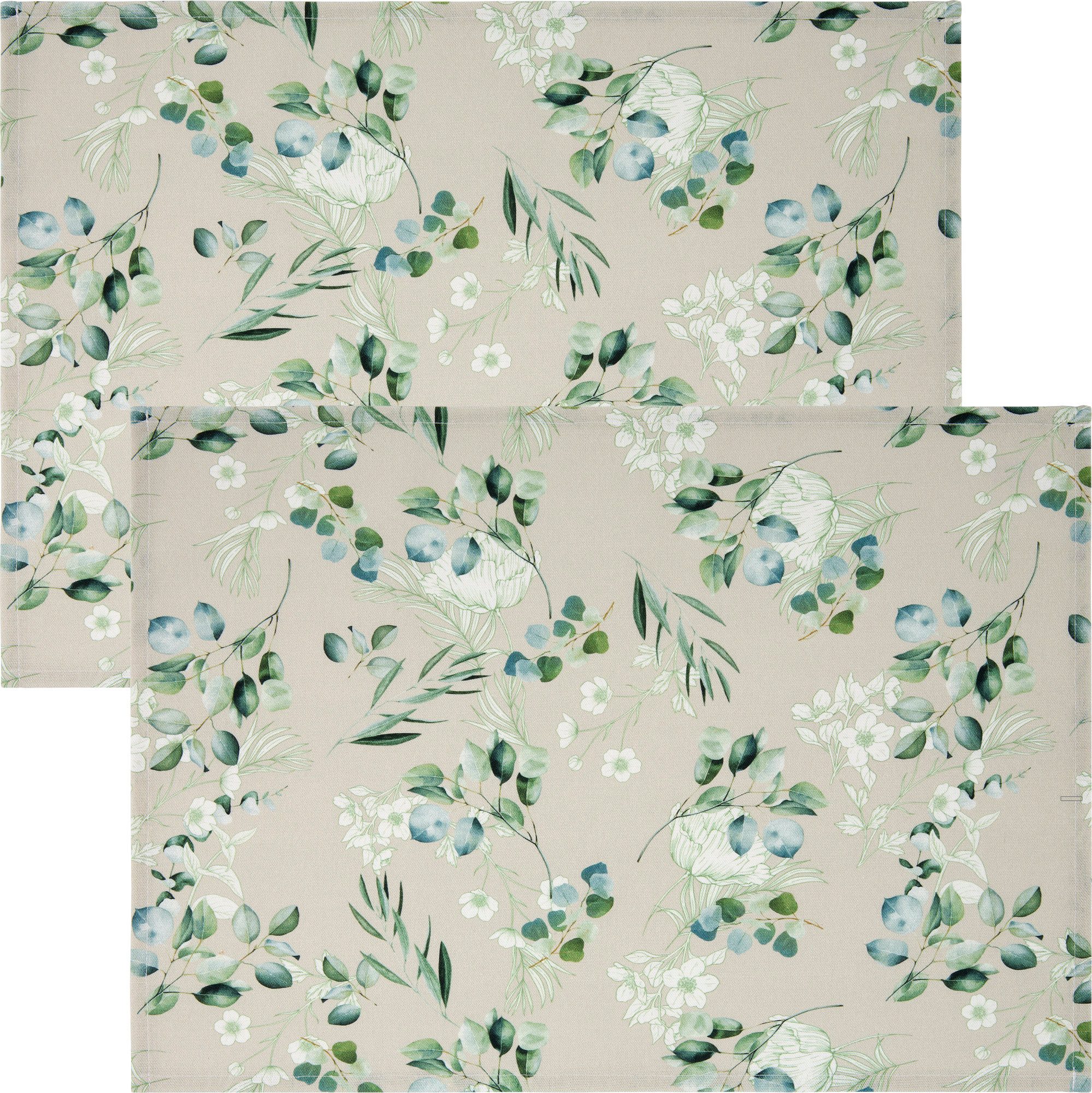 REDBEST Platzset Tischset im 2er-Pack, Baumwolle Blumen/Motiv: Eukalyptus/Blatt