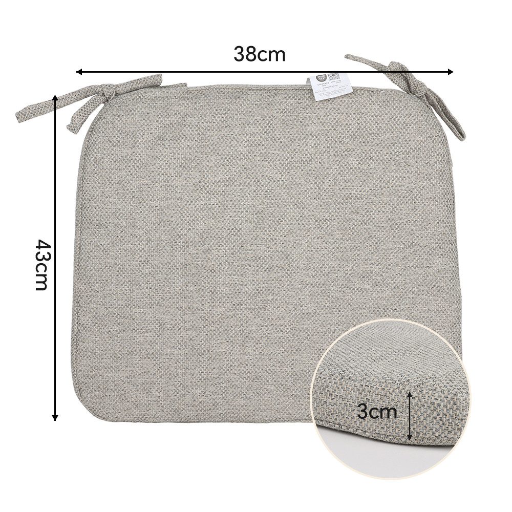 SLaaviinoo Stuhlkissen 4er Set Quadrat Sitzkissen 43x 38 x 3 cm, mit Bindebänder, robuste Kissen für Indoor und Outdoor