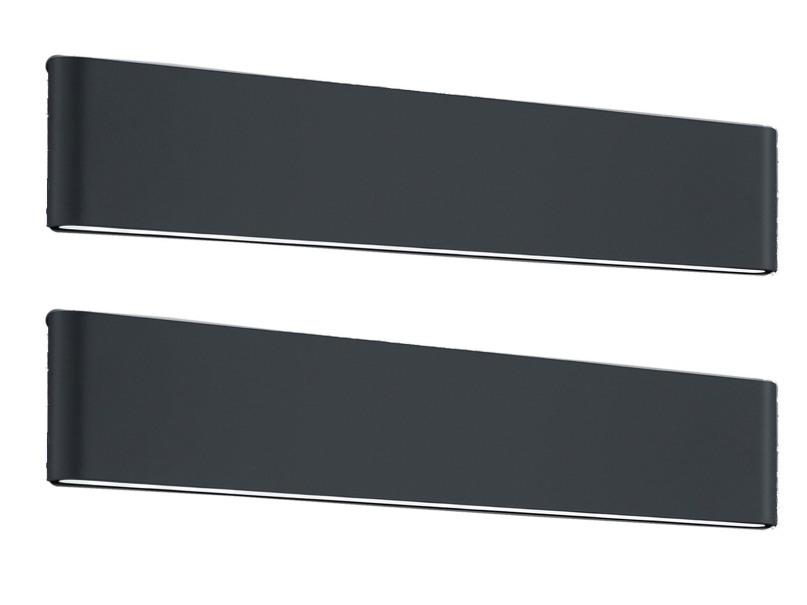 TRIO Leuchten LED Außen-Wandleuchte, LED fest integriert, Warmweiß, 2er-Set große Up Down Fassadenlampe Terrassenleuchten Anthrazit 46,5cm