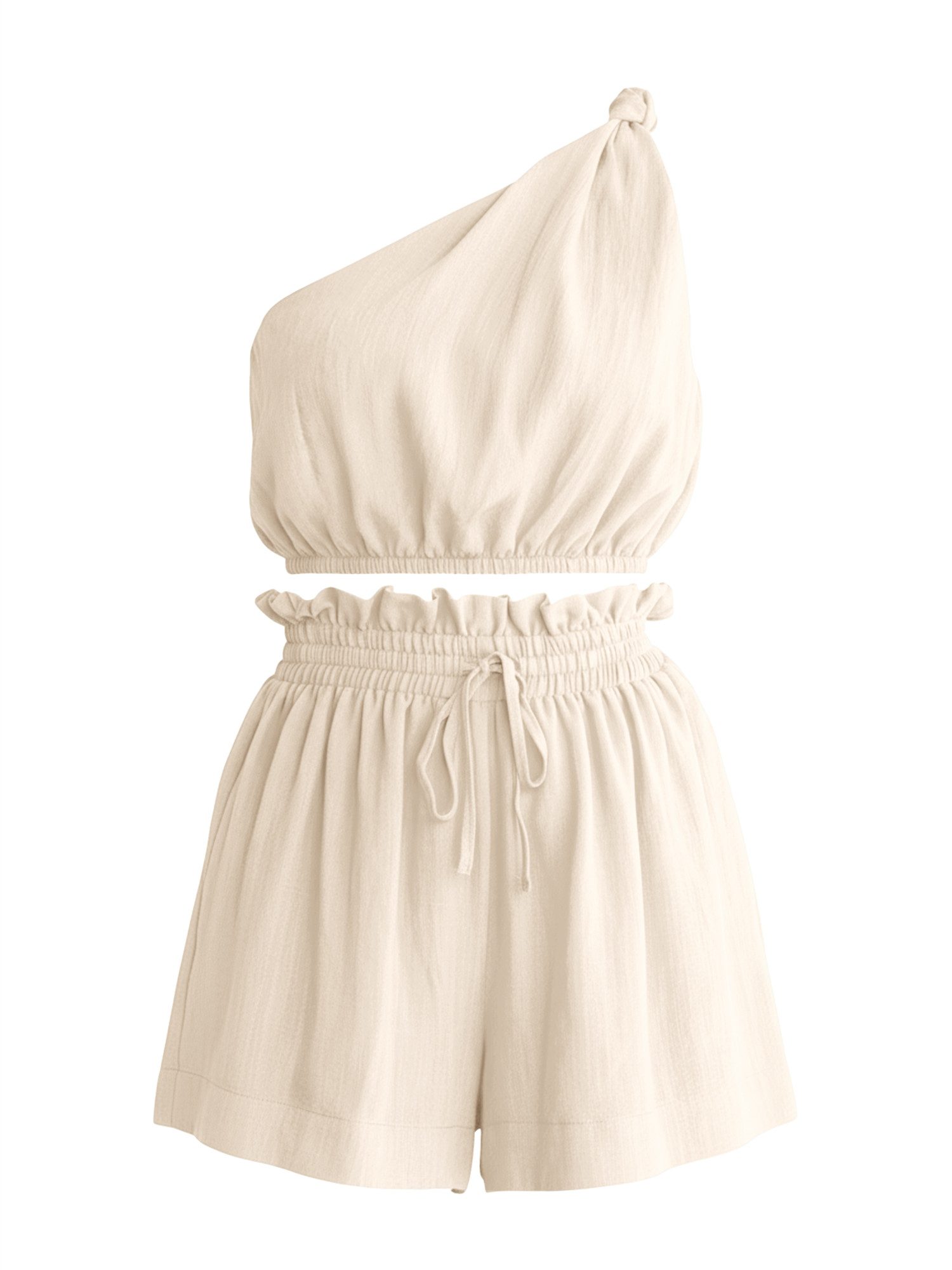Imily Bela Hausanzug Damen 2-teiliges Sommer Set (Set, 2 tlg., One-Shoulder Crop Top + Shorts) One-Shoulder – Bild 5 von 5