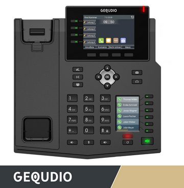 GEQUDIO GX5+ Kabelgebundenes Telefon (IP Tischtelefon mit Netzteil / 2x Farb-Display / HD Audio / Bluetooth)