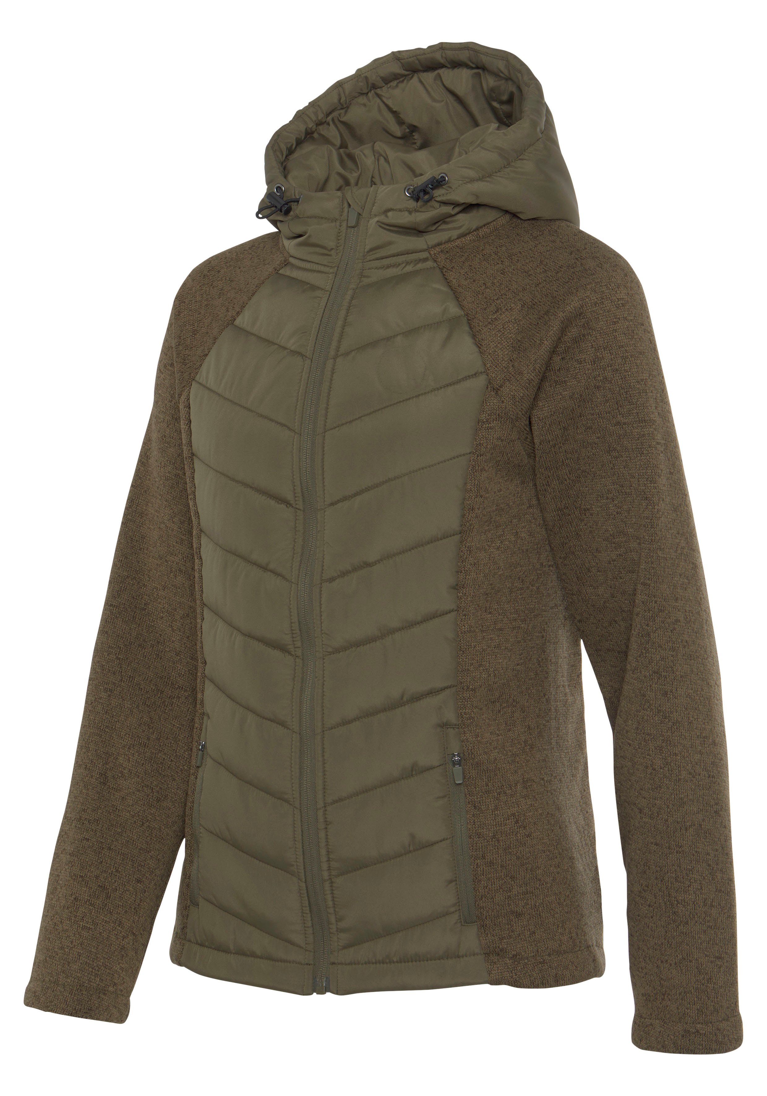 mit Strickfleece-Ärmeln Steppjacke Vivance khaki