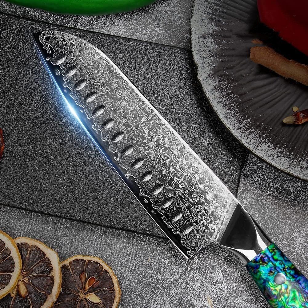 Abalone-Muschel 67 VG10 Lagen Damastmesser Damaststahl KEENZO Santoku-Messer aus Griff