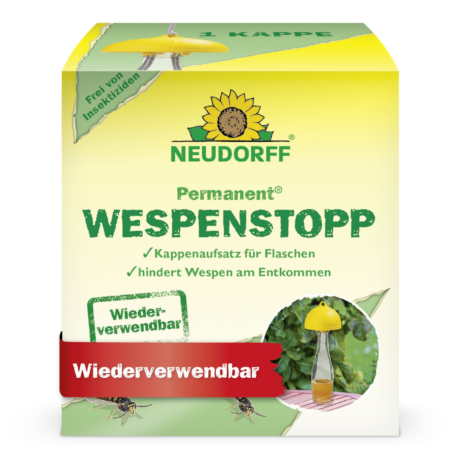 Neudorff Insektenfalle Permanent WespenStopp, Kappenaufsatz für Flaschen gegen Wespen