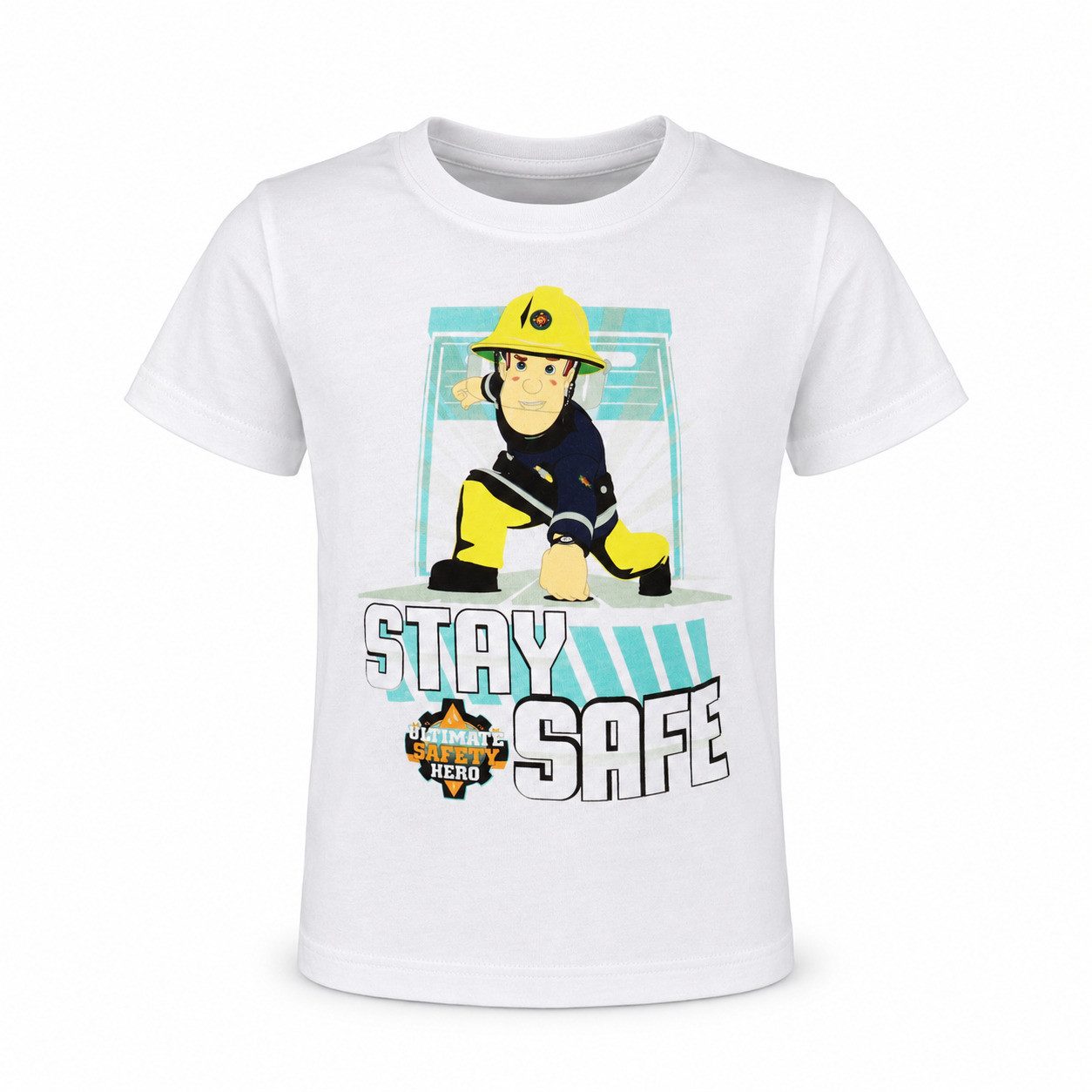 Fireman Sam Print-Shirt Feuerwehrmann Sam Jungen T-Shirt Kurzarm 100% Baumwolle Gr. 116–128
