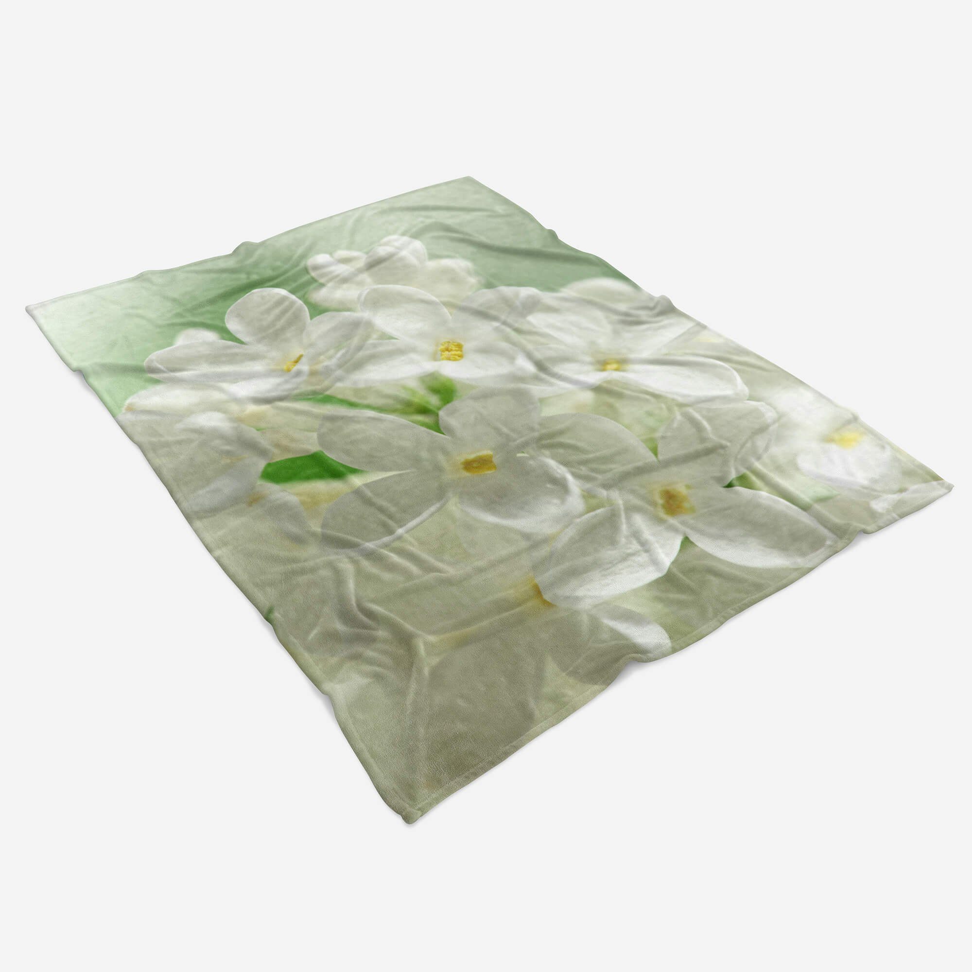Sinus Art Handtücher Handtuch Strandhandtuch Weiße Fotomotiv Blüten Baumwolle-Polyester-Mix Handtuch Saunatuch Kuscheldecke Blume, mit (1-St)