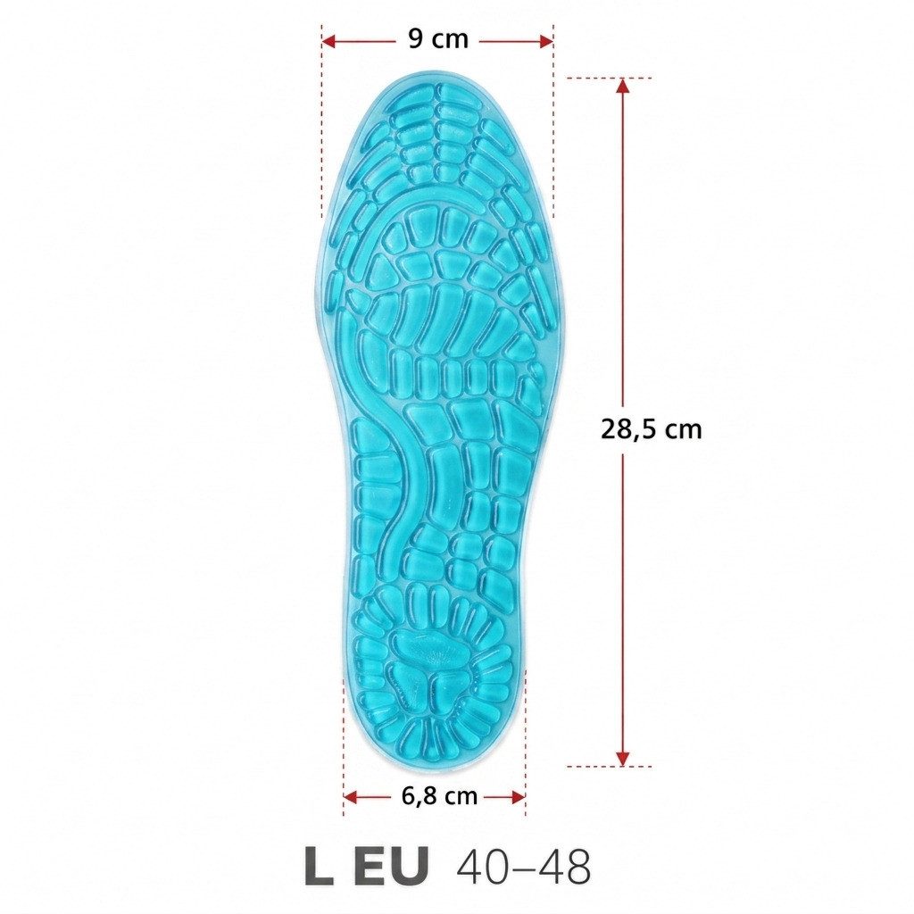 COOL-i ® Einlegesohlen Gel-Einlegesohlen,Silikon-Schuheinlagen mit Fußgewölbestütze, zuschneidbar,Stoßdämpfend, atmungsaktiv & waschbar