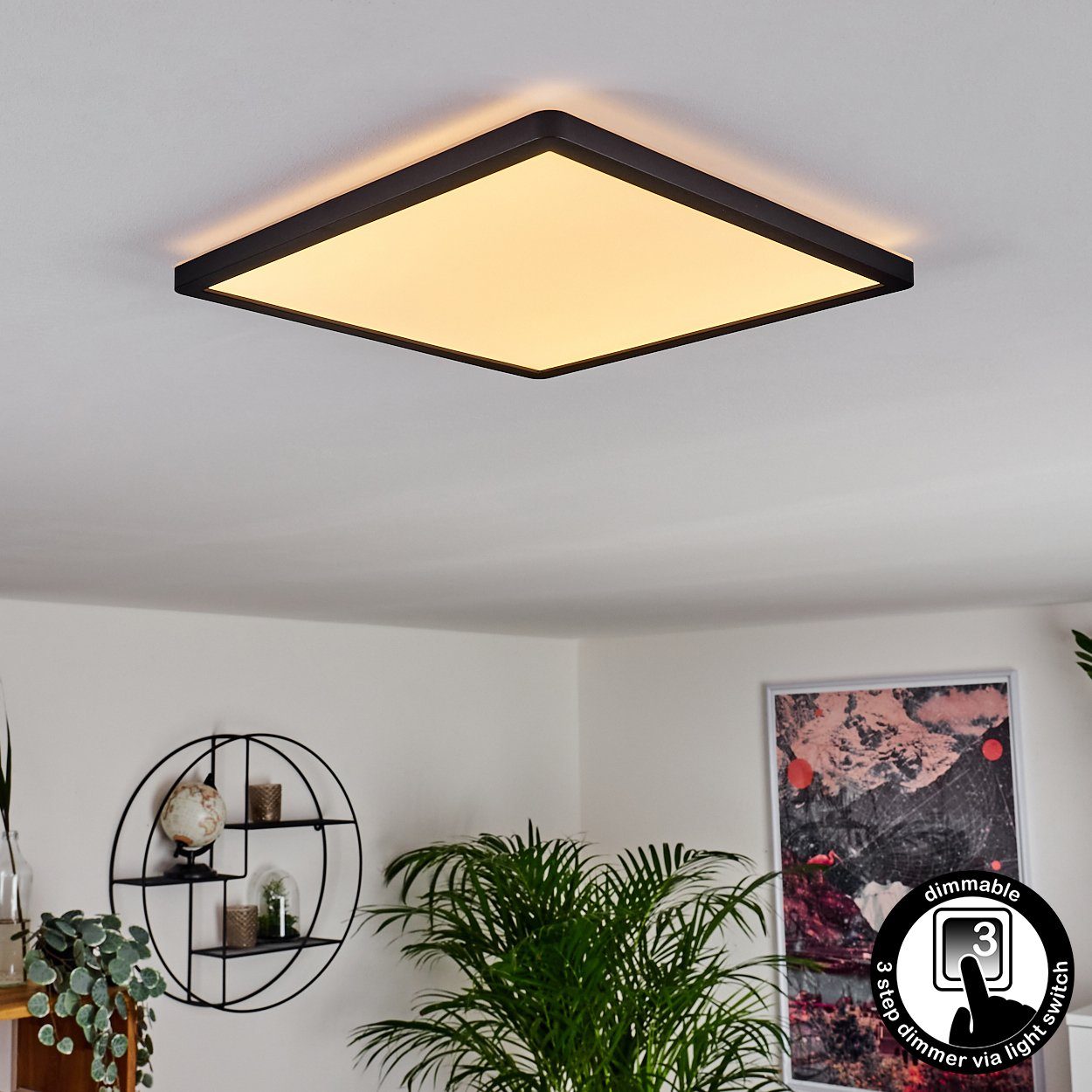 hofstein Panel »Decken Lampen Panel LED dimmbar schwarz/weiß Ess Wohn  Schlaf Zimmer Beleuchtung«