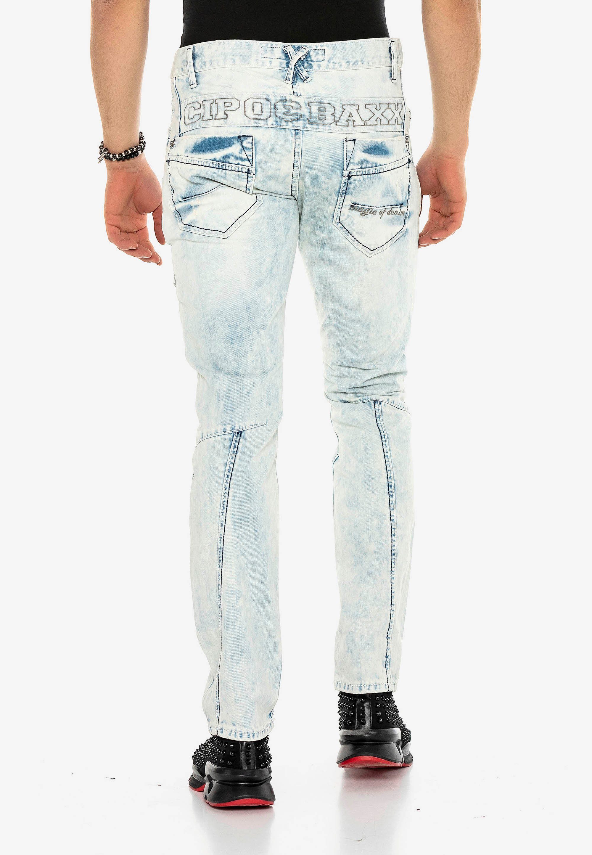 Baxx bestickten Straight Jeans Fit Nähten in & Bequeme mit Cipo