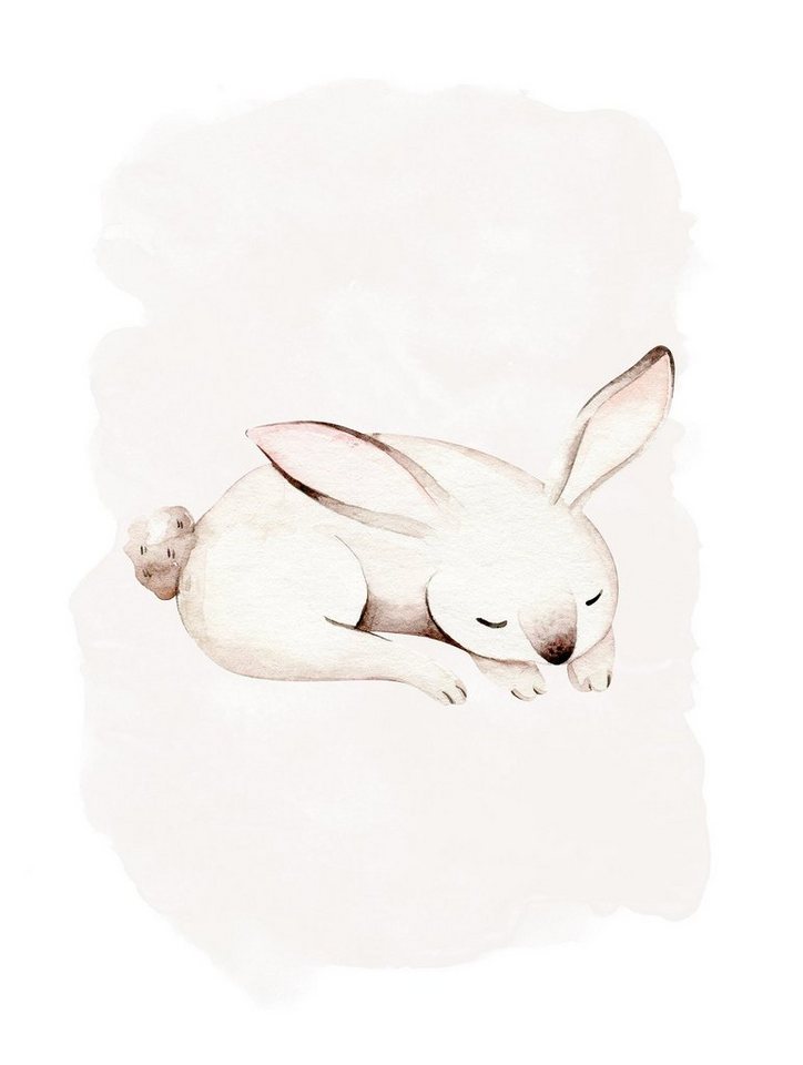 Komar Poster Sleepy Bunny, (1 St), Kinderzimmer, Schlafzimmer, Wohnzimmer