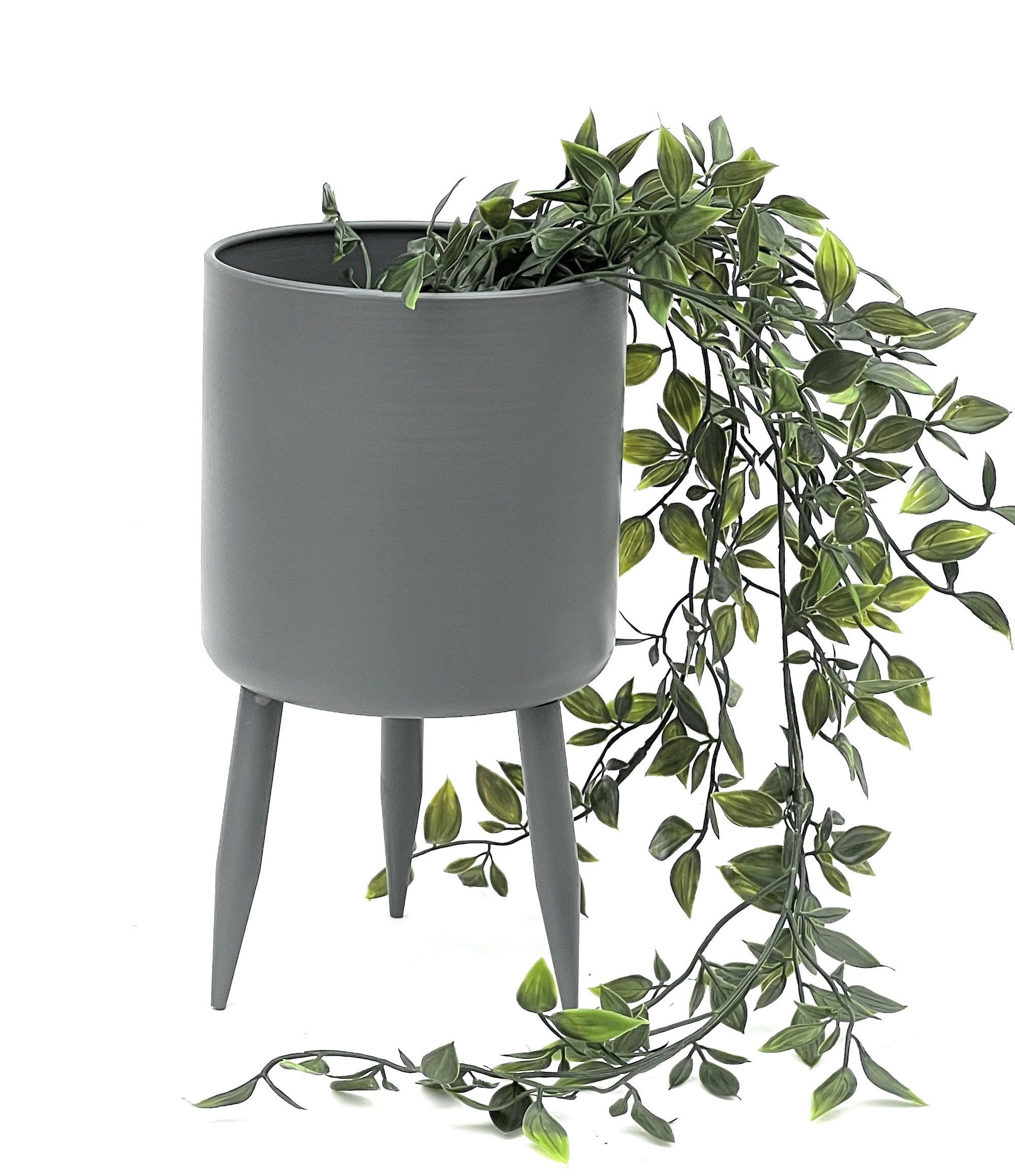 DanDiBo Blumenhocker mit Füßen Pflanztopf Blumenkübel mit Beinen Metall Grau Modern 96260