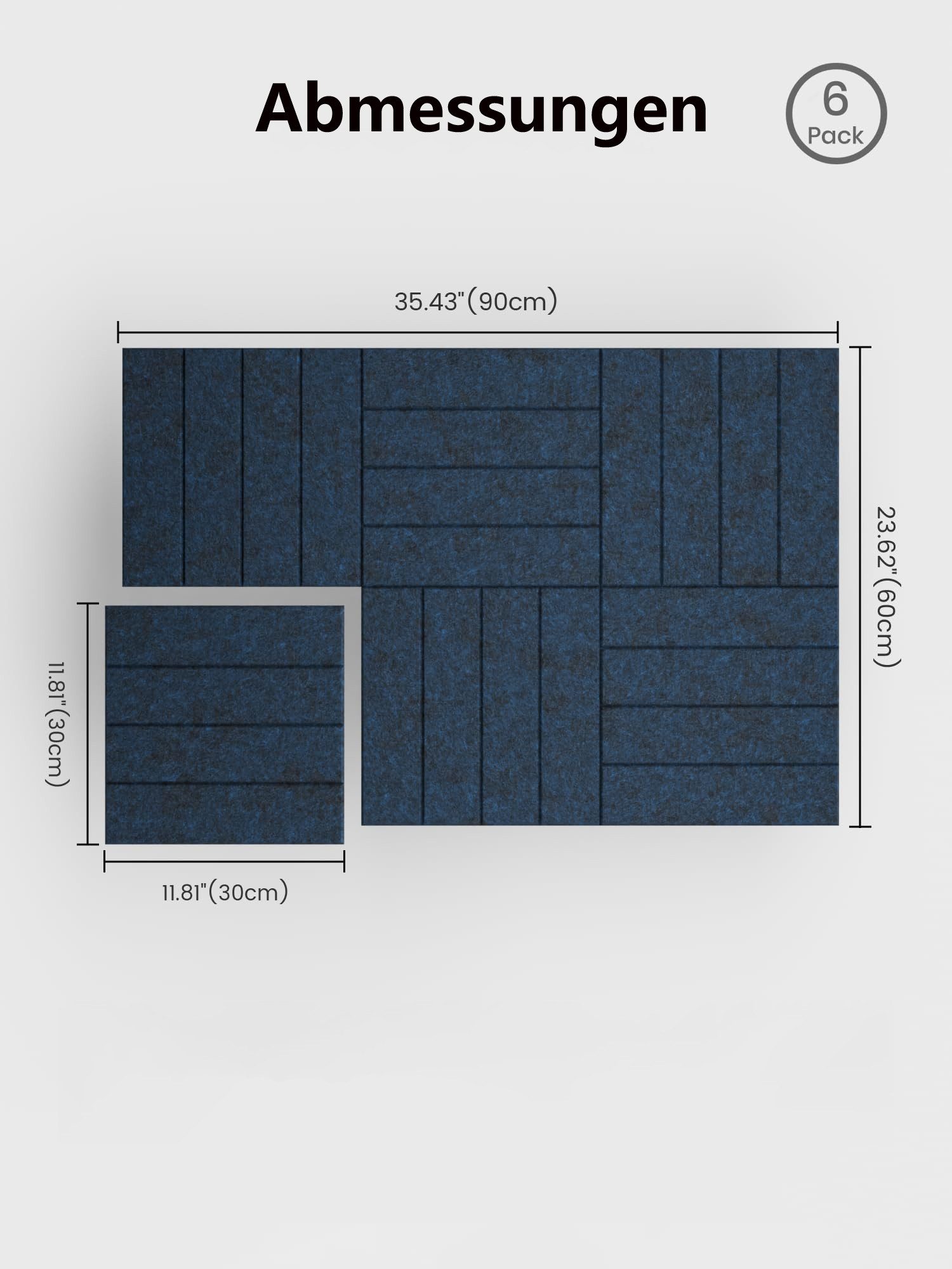 Agger Pinnwand Filz-Pinnwand-Fliesen 30x30cm – Alternative zu Korktafeln – 6er, (6-tlg), Dicke Wandpaneele für die Bürogestaltung