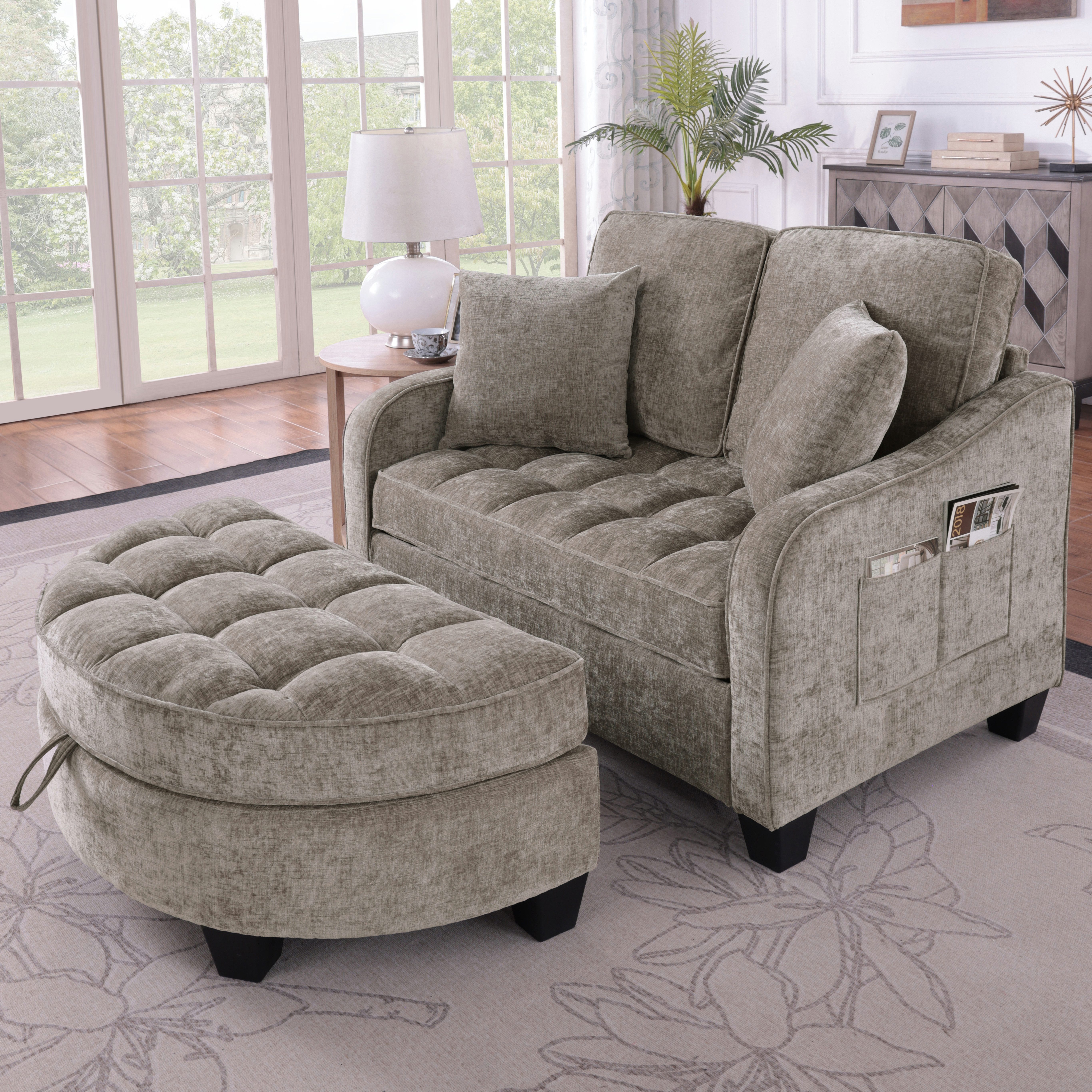 Odikalo Schlafsofa Multifunktionales Platzsparend 3-in-1 Sofa-Bett Aufbewahrungs-Hocker, mit Schlaffunktion und Stauraum, 3-in-1-Sofa mit Liegefunktion – Bild 3 von 5