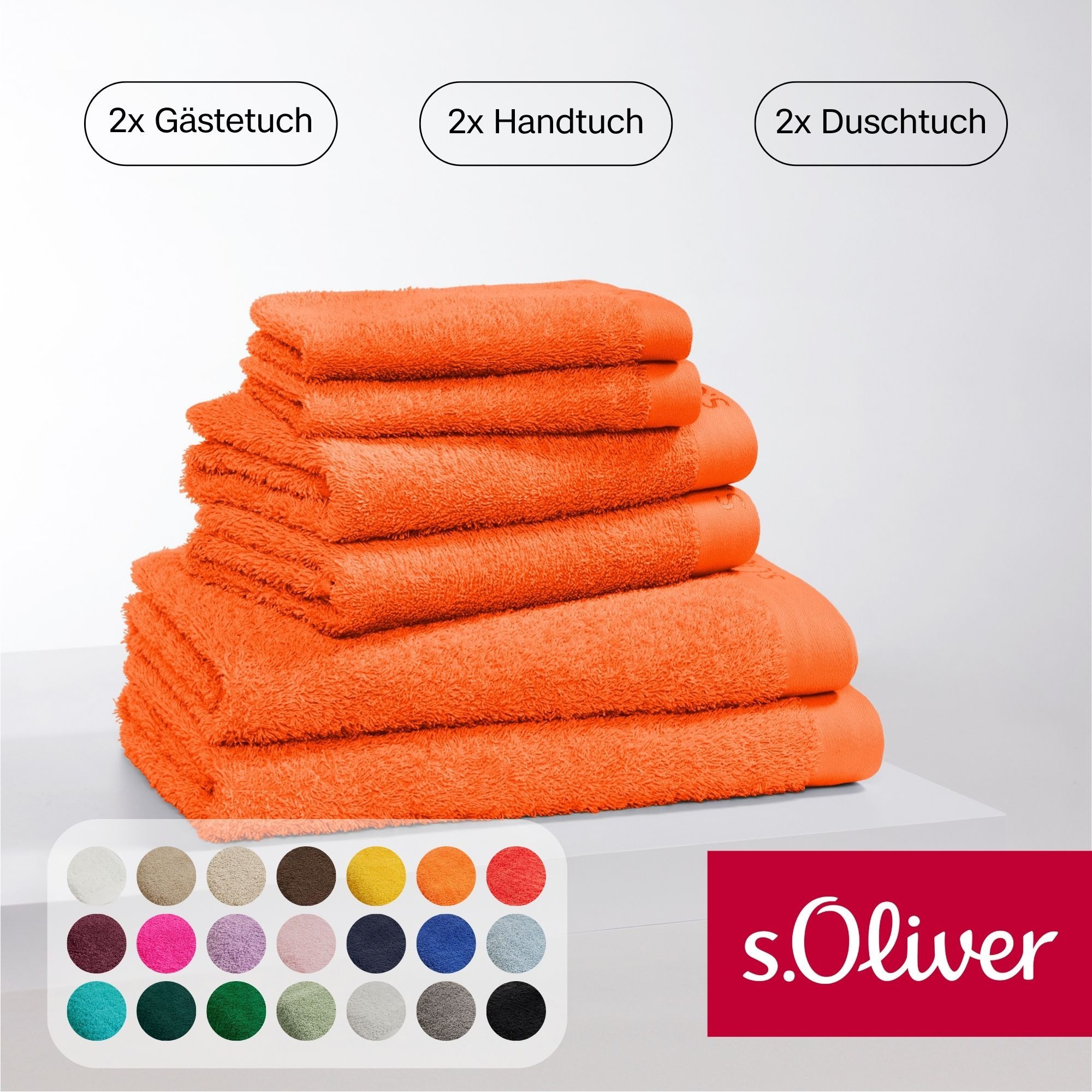 s.Oliver Handtuch Set s.Oliver, Premium Qualität, 600 gr/m², Walkfrottier (Set, 6-St), 2 Gästetücher 30x50, 2 Handtücher 50x100, 2 Duschtücher 70x140