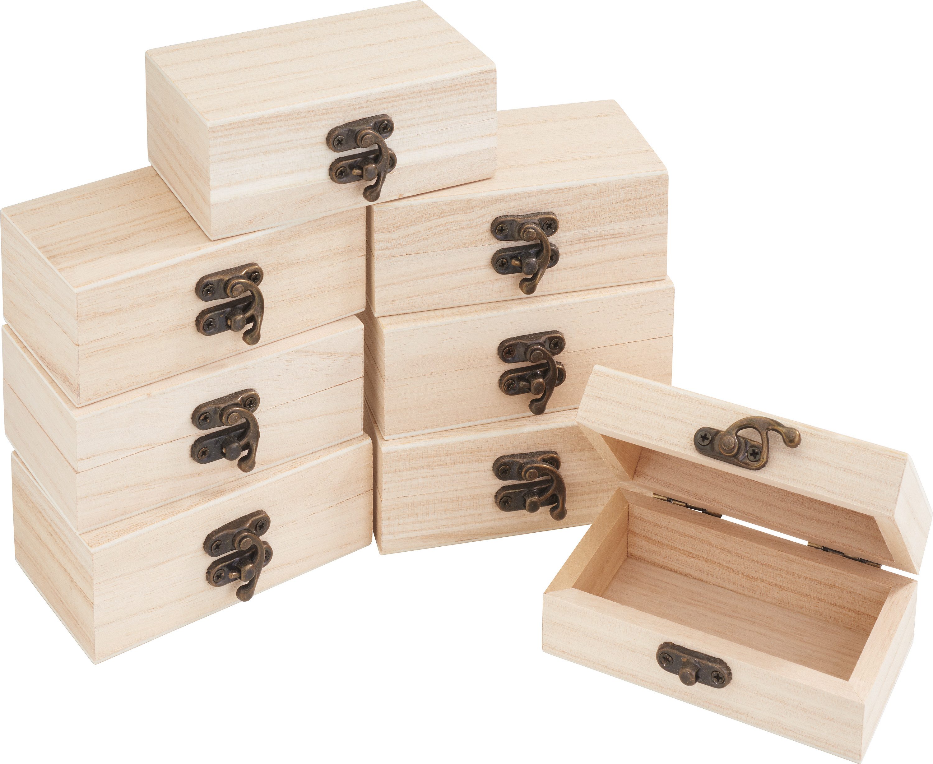 VBS Aufbewahrungsbox Holzkästchen Rohholz, 8 Stück günstig online kaufen