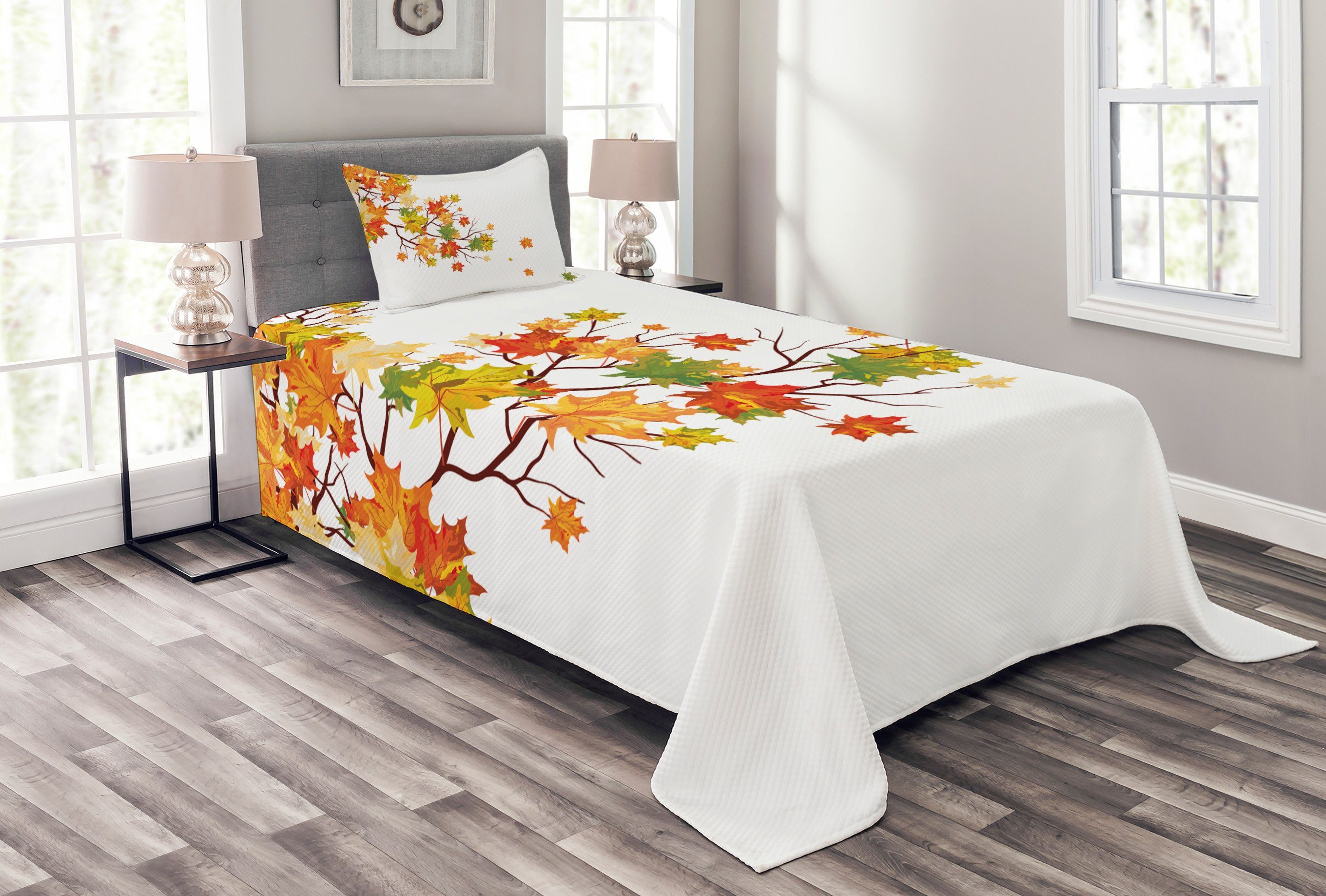 Waschbar, Abakuhaus, Herbst-Laub Kissenbezügen Fallen Leaf mit Maple Set Tagesdecke