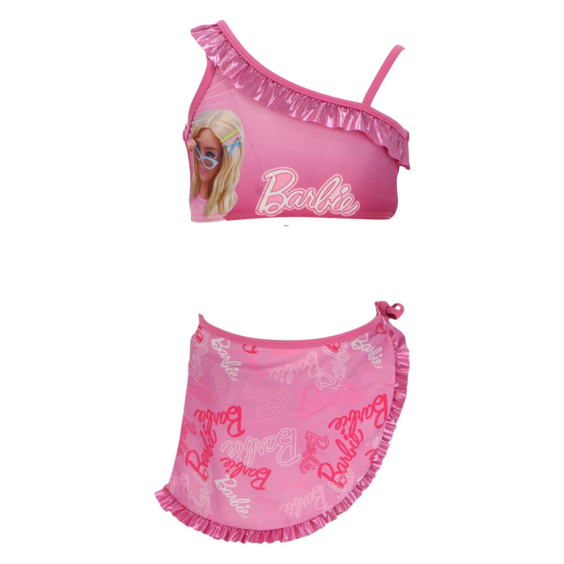 Barbie Badeslip Kinder Bikini mit Sarong Badebekleidung & Strandoutfit Sommer