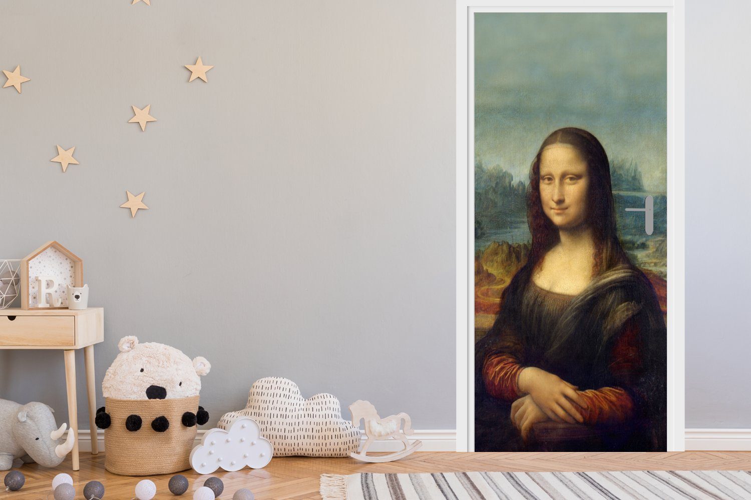 MuchoWow - Türtapete Fototapete Vinci - für Tür, Türaufkleber, Lisa Mona Gemälde, (1 Matt, Da cm St), bedruckt, 75x205