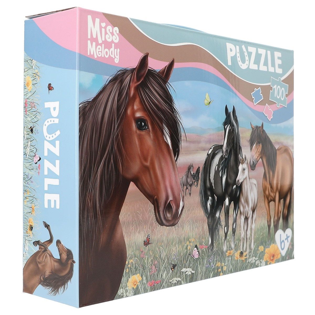 Miss Melody Puzzle DEPESCHE Miss Melody Puzzle Pferd 58x40cm 100 Teile Karton Koffer mit, Puzzleteile