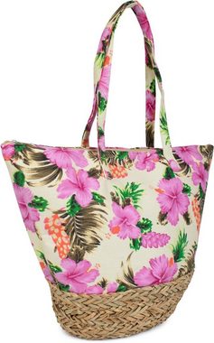 styleBREAKER Strandtasche (1-tlg), Strandtasche mit Hibiskus und Bast