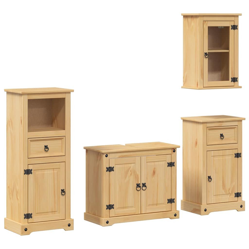 vidaXL Badezimmer-Set 4-tlg. Badmöbel-Set CoronaMassivholz Kiefer, (1-St)