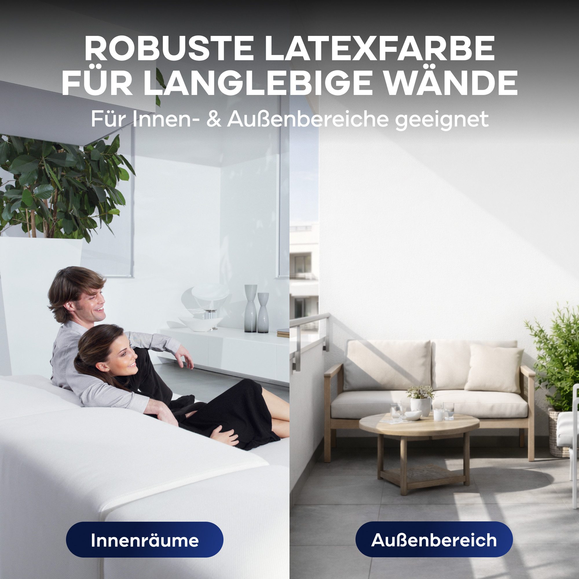 plid Latexfarbe Latexfarbe abwaschbare Wandfarbe Küchenfarbe Innenfarbe Badfarbe, Schnelltrocknend, spritzarm, verarbeitungsfertig