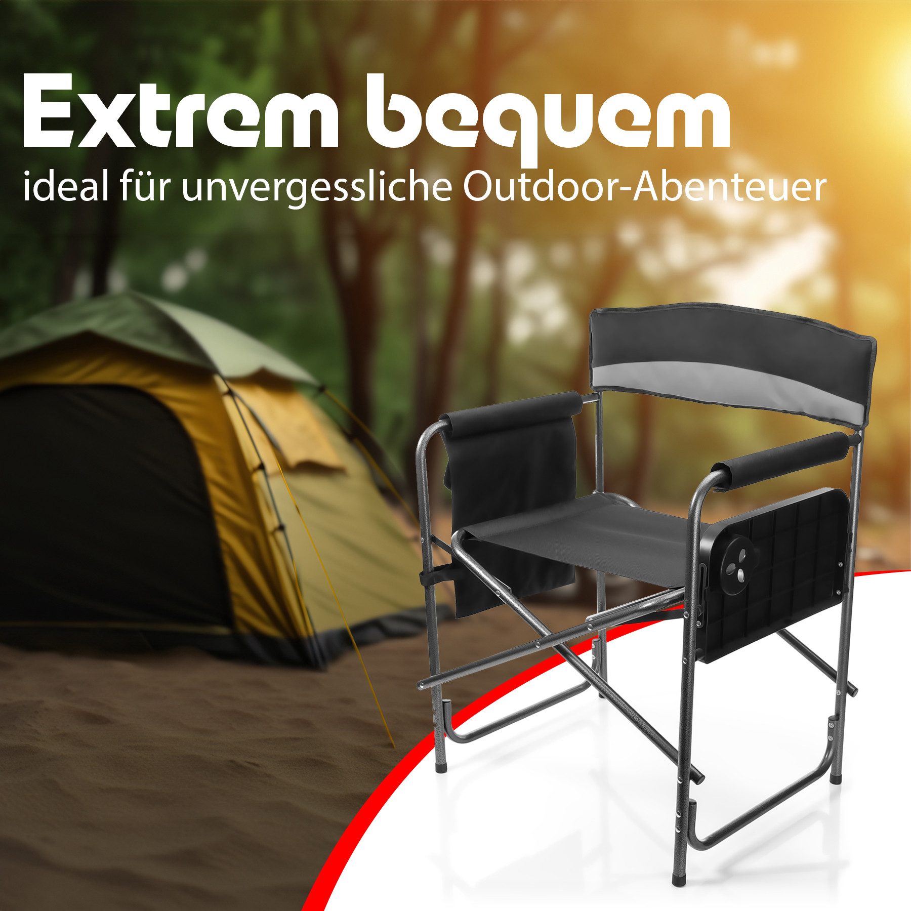 BigDean Campingstuhl Klappstuhl belastbar bis 150kg mit Klapptisch – mit Ge günstig online kaufen
