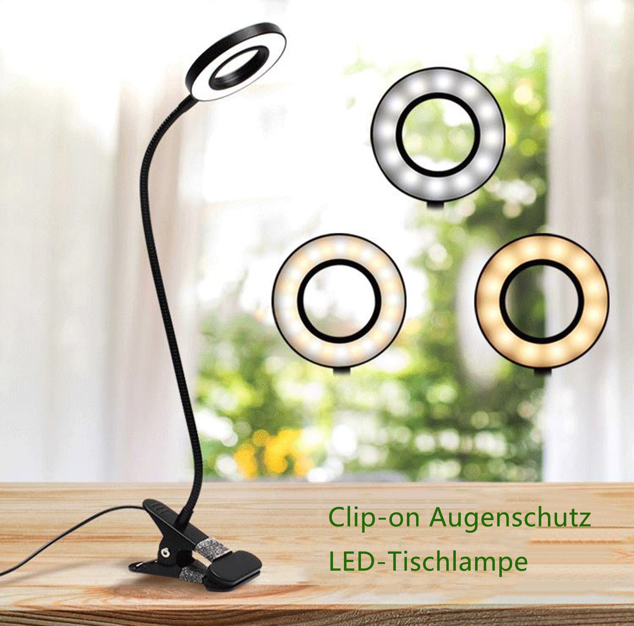 POPOLIC LED Nachttischlampe Leselampe, Tischlampe, Klemmleuchte, günstig online kaufen