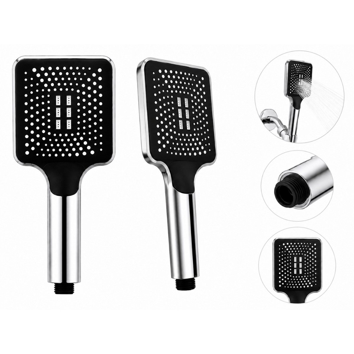 R2 Invest Handbrause mit 3 Strahlarten Universalanschluss 1/2 Zoll Silber, (1-tlg) – Bild 2 von 3
