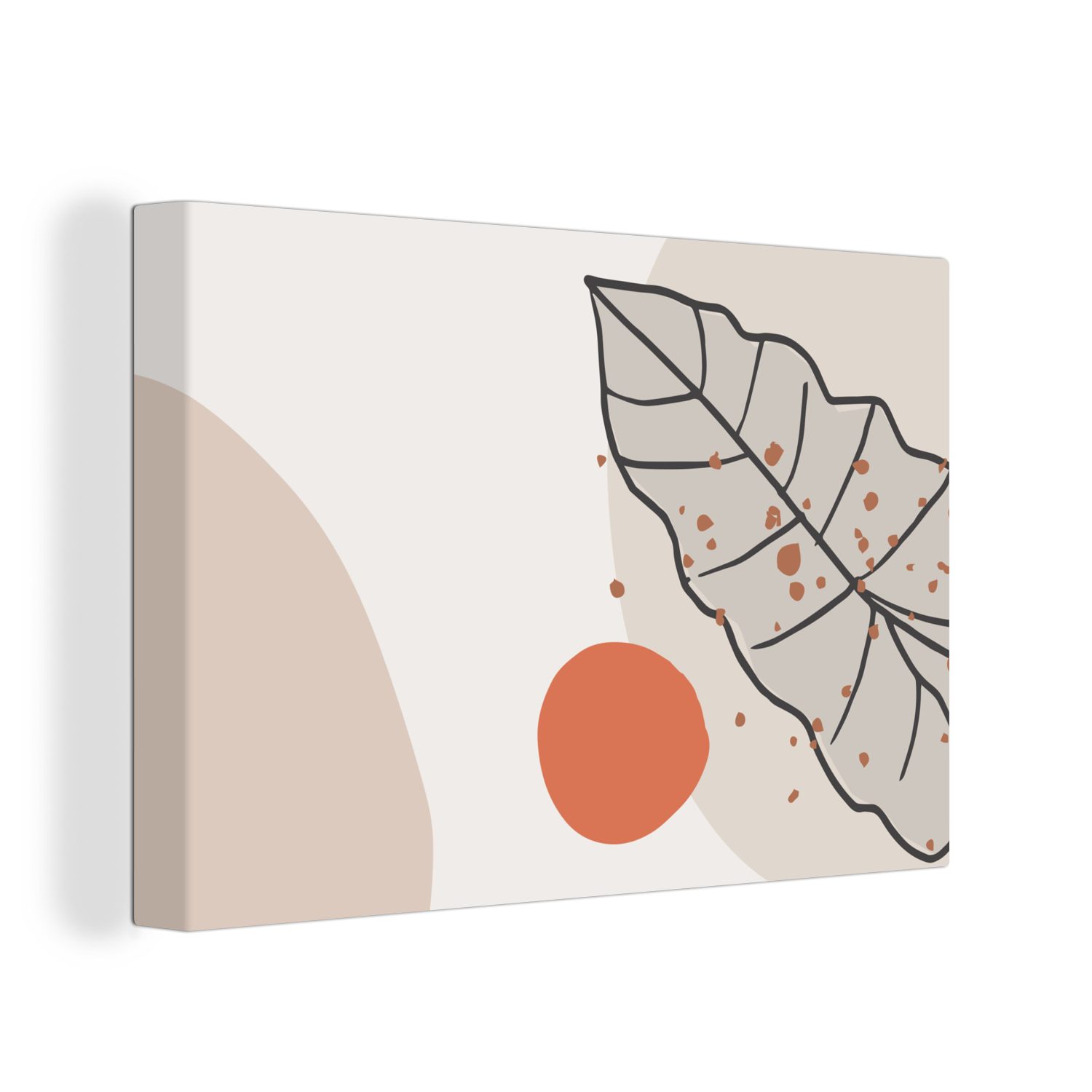 Blatt, - Orange Leinwandbilder, Leinwandbild Aufhängefertig, Wanddeko, 30x20 OneMillionCanvasses® - Sommer cm (1 St), Wandbild