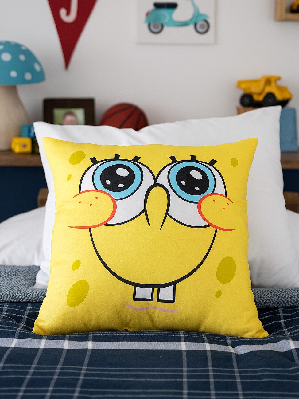 United Labels® Dekokissen Spongebob Schwammkopf Kissen Plüsch Zierkissen Kopfkissen 40x40 cm