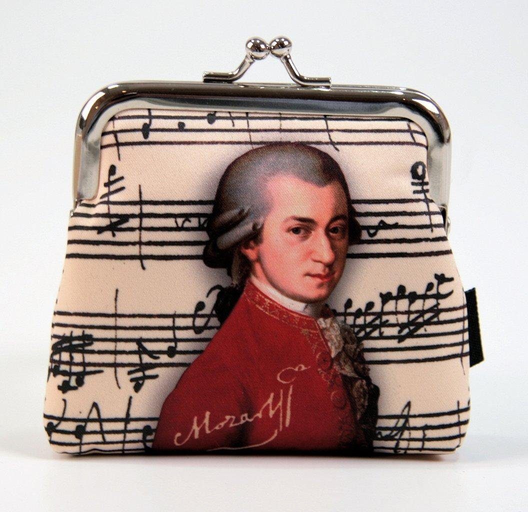 Fridolin Mini Geldbörse (1-tlg), Klick-Geldbörse mit Komponisten-Motiv Wolfgang Amadeus Mozart rot/weiß