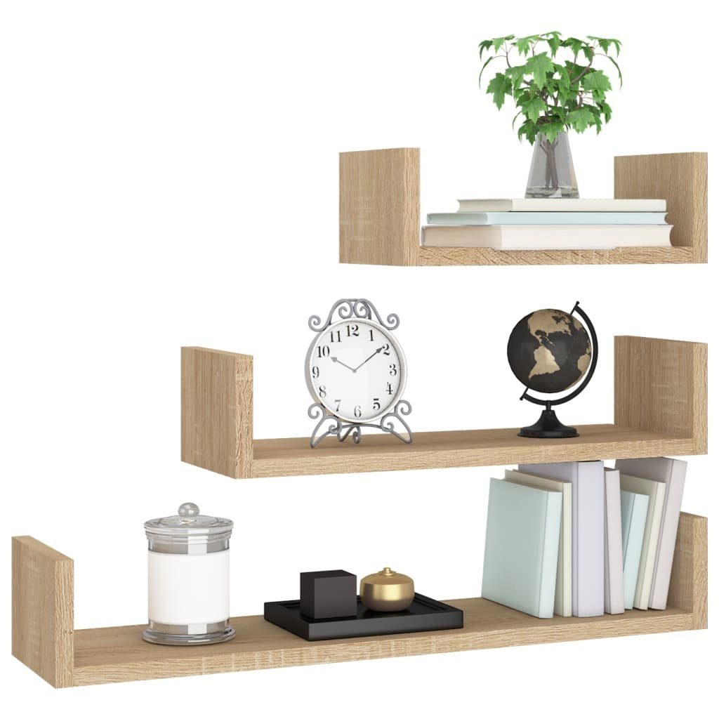furnicato Wandregal 3 Stk. Sonoma-Eiche Holzwerkstoff, günstig online kaufen