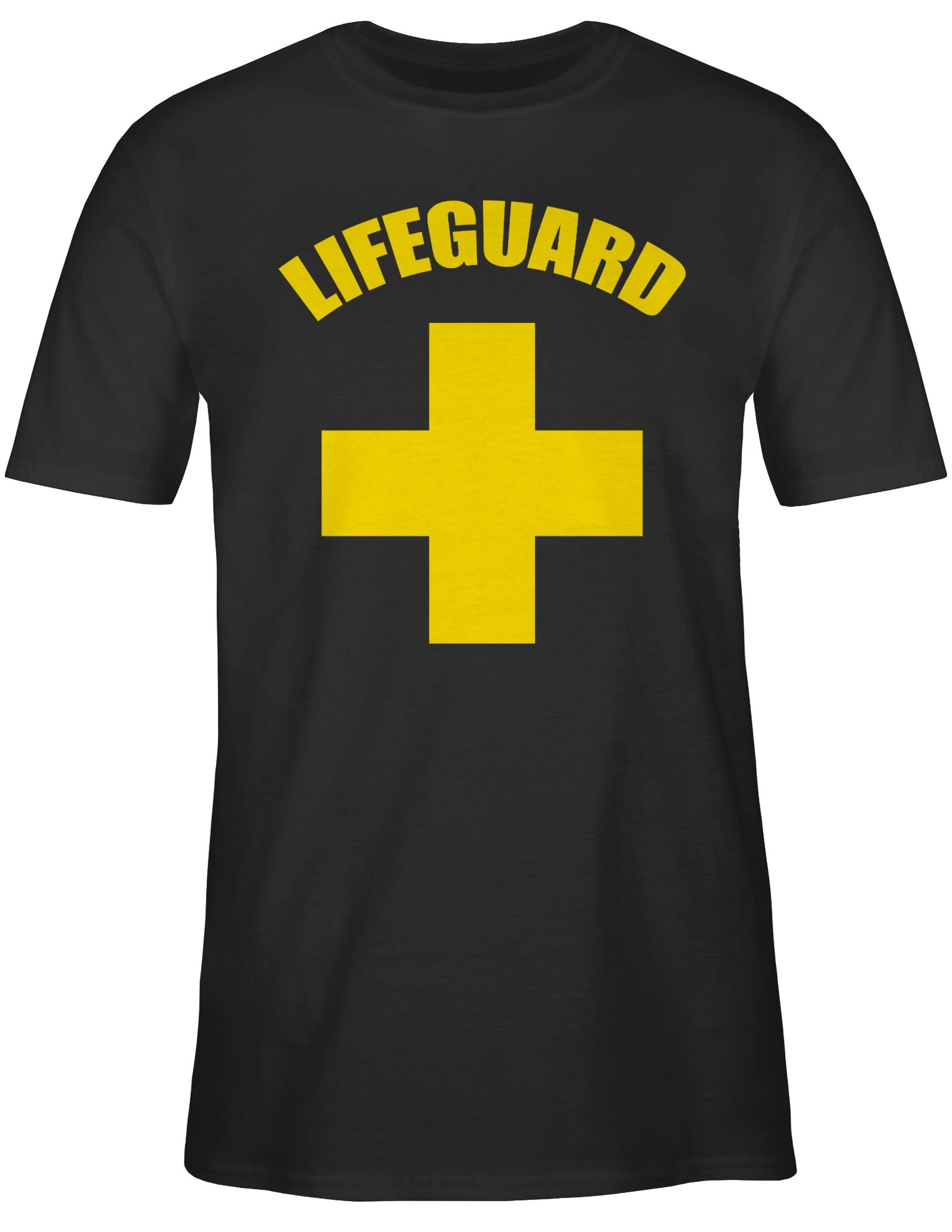 Shirtracer T-Shirt Lifeguard Outfit Wasserrettung 3 Schwarz Karneval Rettungsschwimmer Baywatch