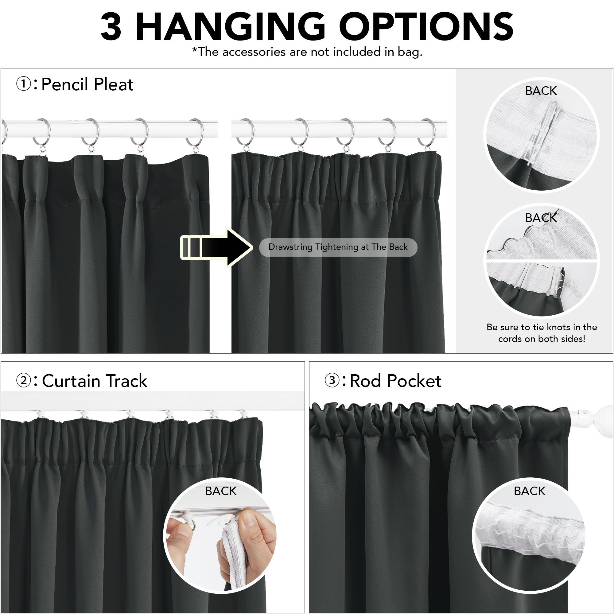 Deconovo Verdunkelungsvorhang Gardinen mit Kräuselband Blickdicht Vorhänge Wohnzimmer 2er Set, Vorhang Verdunkelung Vorhänge Kälteschutz Schlafzimmer Thermovorh – Bild 4 von 5