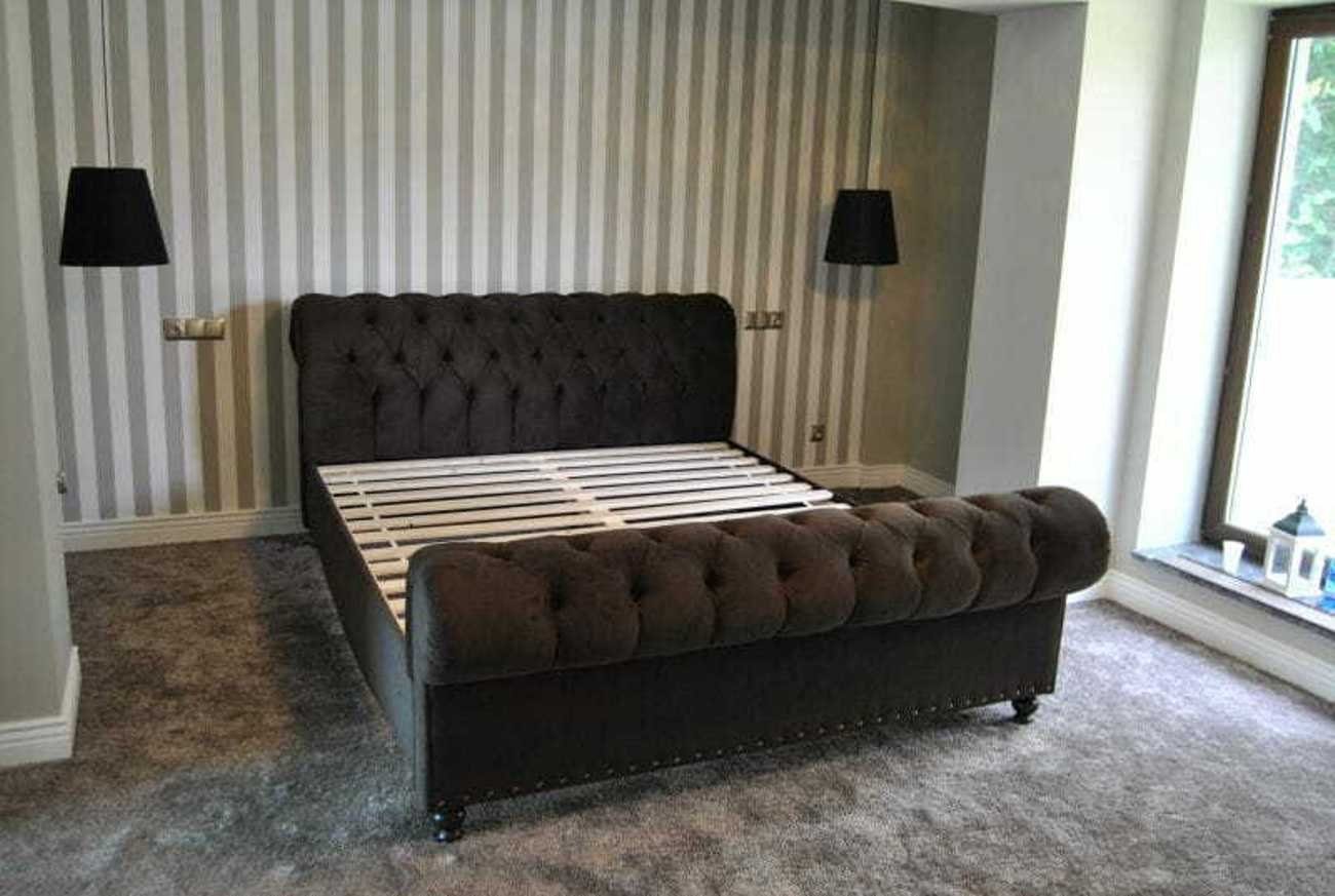 Hotel Schlaf Betten 180x200cm Luxus Bett Design Schwarz Chesterfield Bett JVmoebel Zimmer