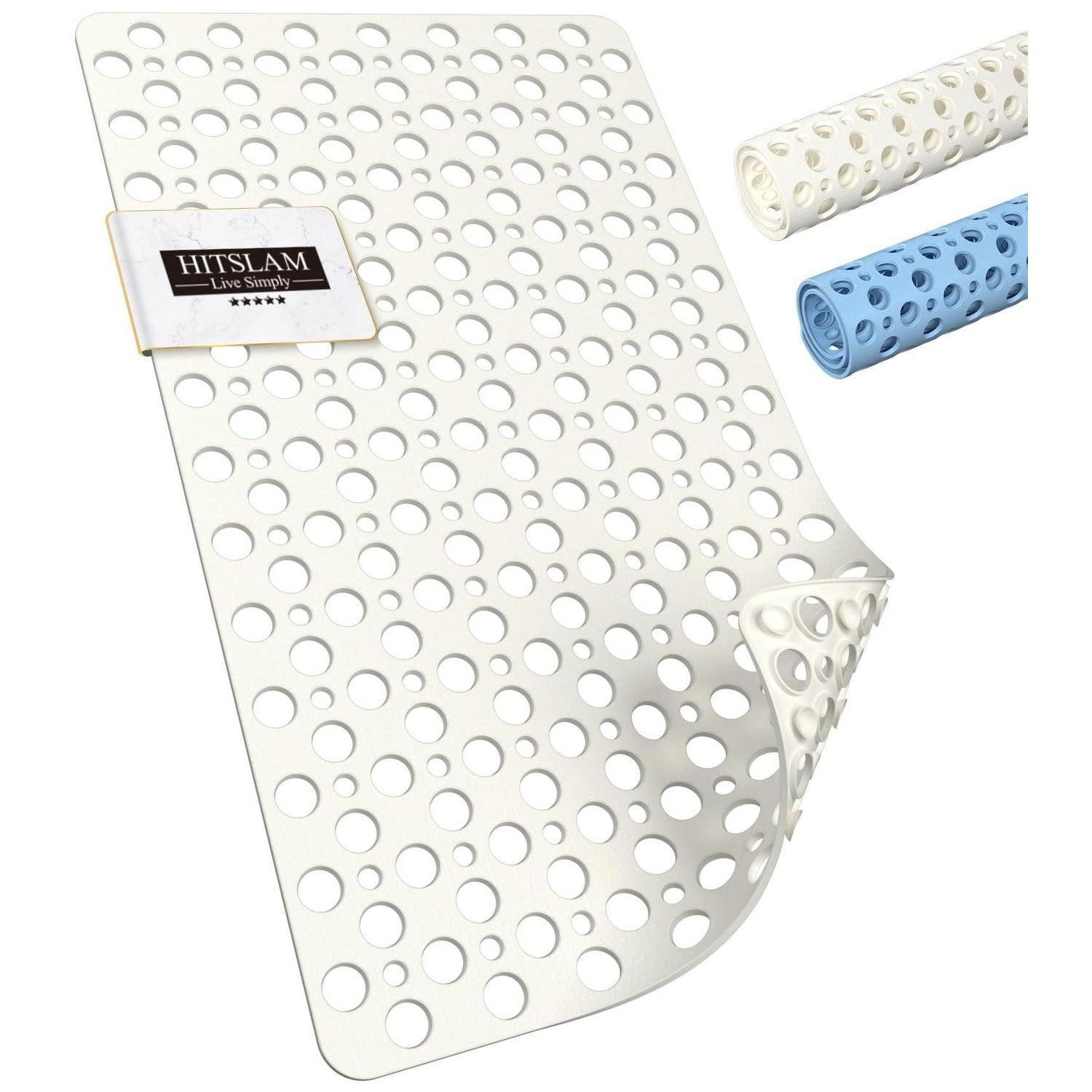 LuxusKollektion Badematte Badewannenmatte rutschfest TPE Weiß 75 x 43 cm Rechteckig