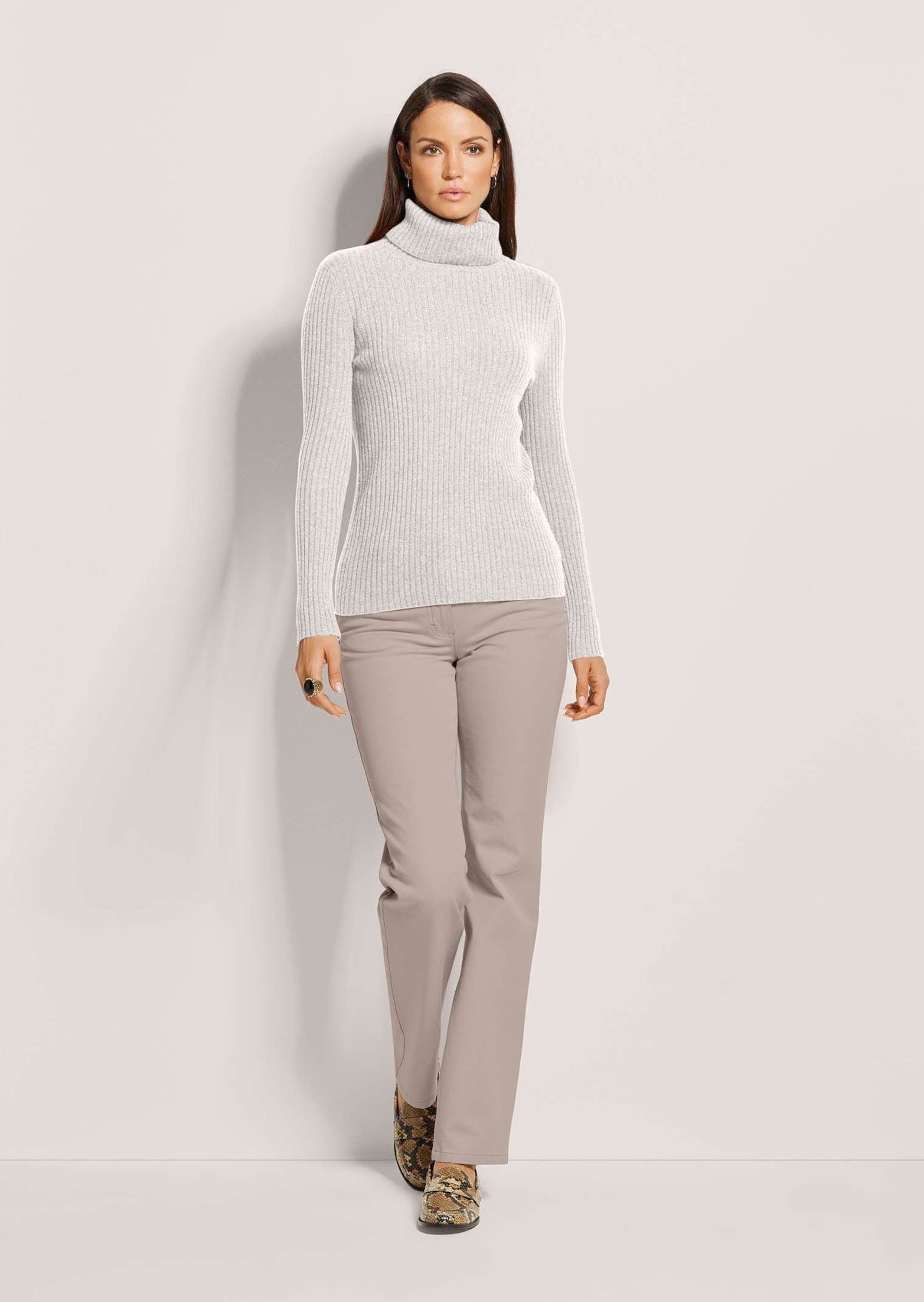 MADELEINE Strickpullover Rollkragenpullover aus Kaschmir Luxuriöser Rippstr günstig online kaufen