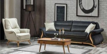 JVmoebel Wohnzimmer-Set Luxus Kunstelder Couchen Design Sofa 3+1 Sitz Sessel Couch Polster