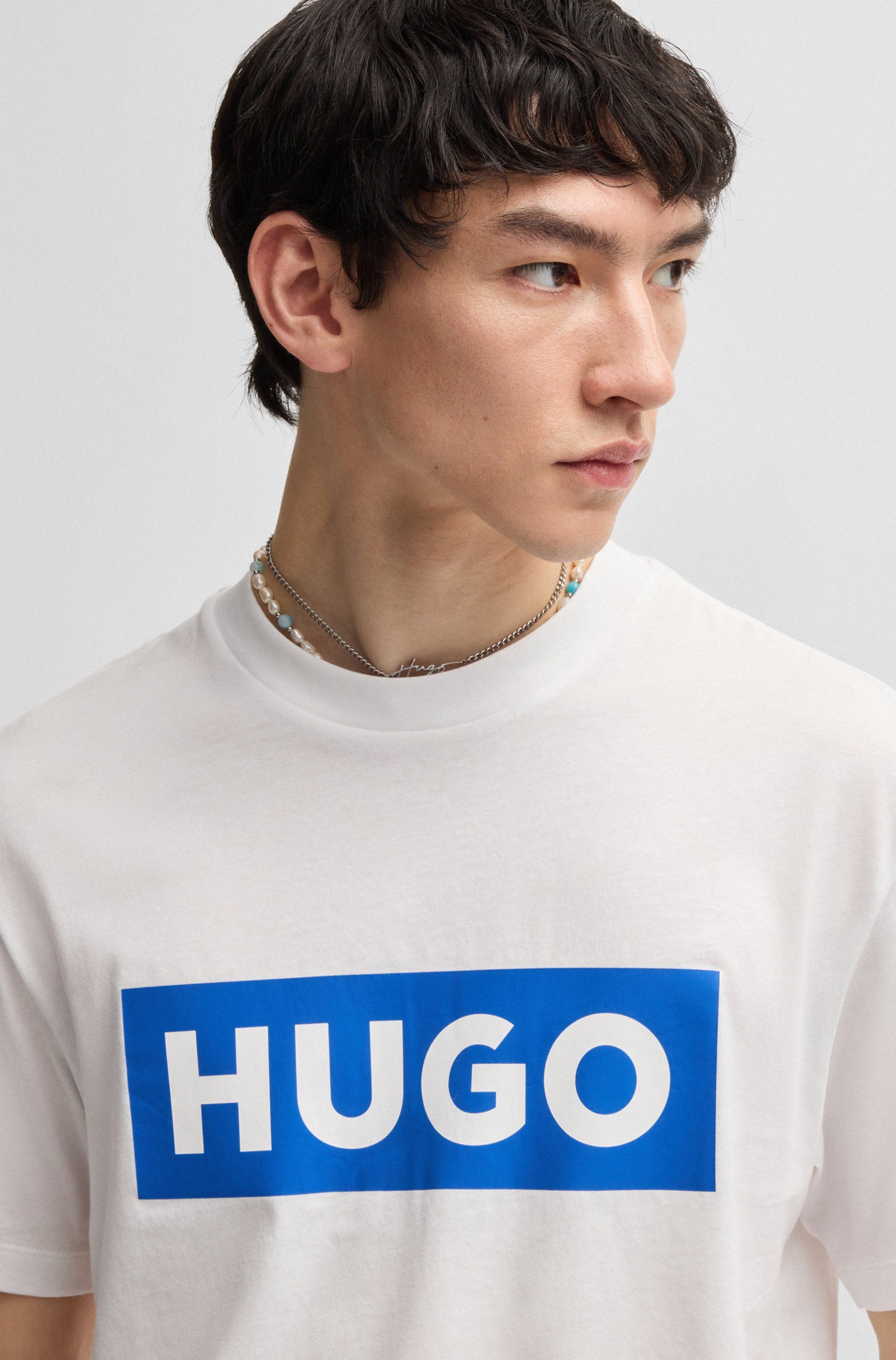 HUGO T-Shirt Nico mit großem Logo-Print, Unisex
