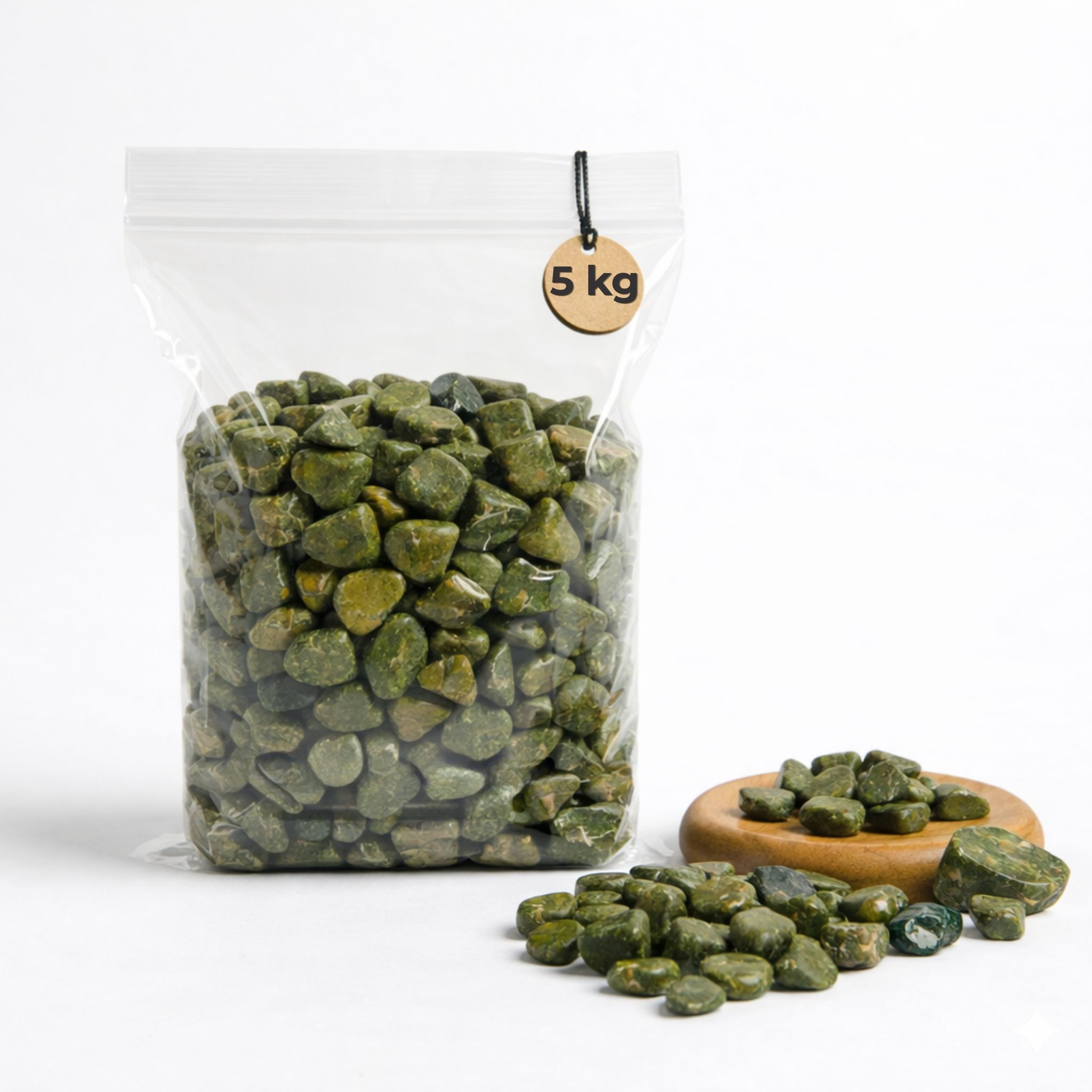matches21 HOME & HOBBY Bilderrahmen Bunte Deko-Steine 5 KG Glas-Vasen Streudeko Ø 8-16 mm moosgrün, (1 St), Staubfreies Deko-Granulat als farbige Tischdeko Hochzeitsdeko