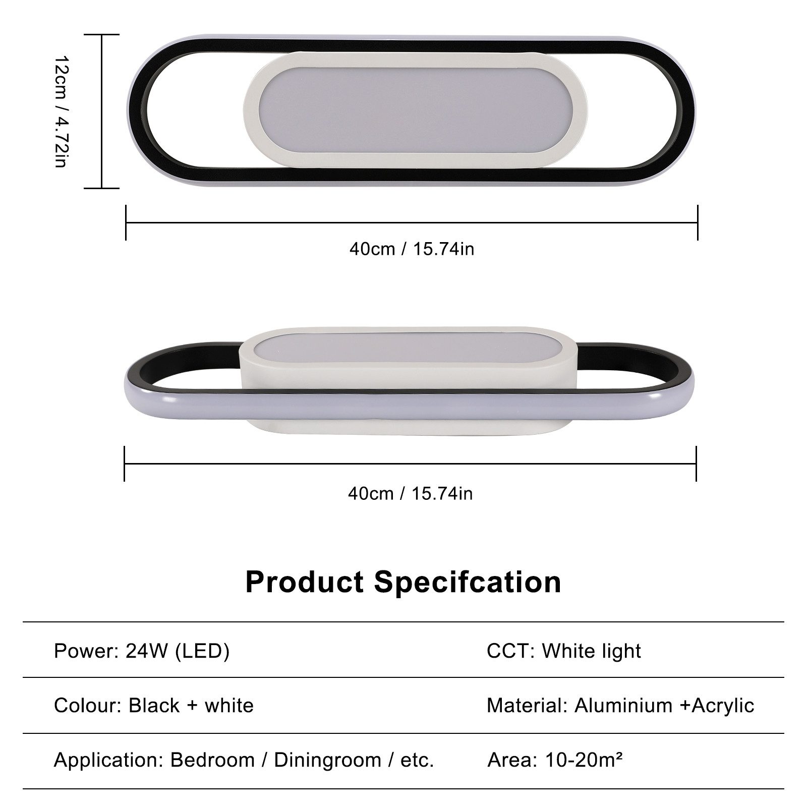 Goeco LED Deckenleuchte LED ovale Lampe, Energiesparlampe, für Wohnzimmer, günstig online kaufen