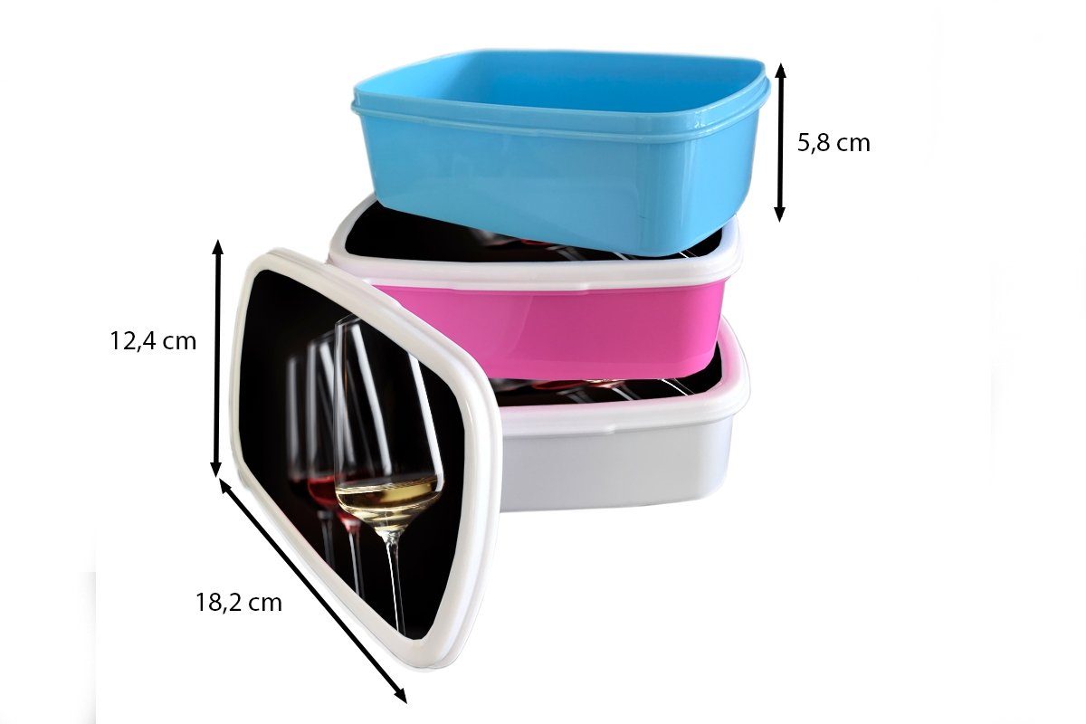 Weinglas Lunchbox Brotdose, Alkohol, und weiß MuchoWow - für Erwachsene, Mädchen für Kinder und Wein (2-tlg), - Brotbox Kunststoff, Jungs