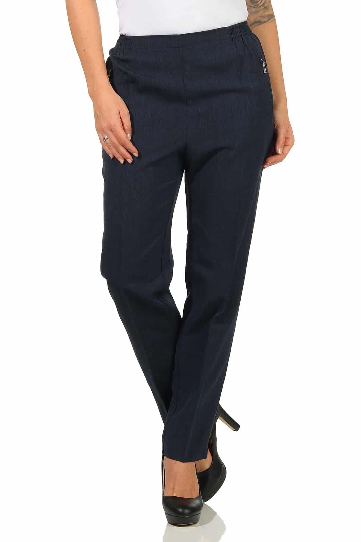 Aurela Damenmode Schlupfhose Stoffhose Damen Anzug- oder Business Hose Kurzgröße mit Gummizug, kein Stretchgewebe, Розмір 36 bis 65