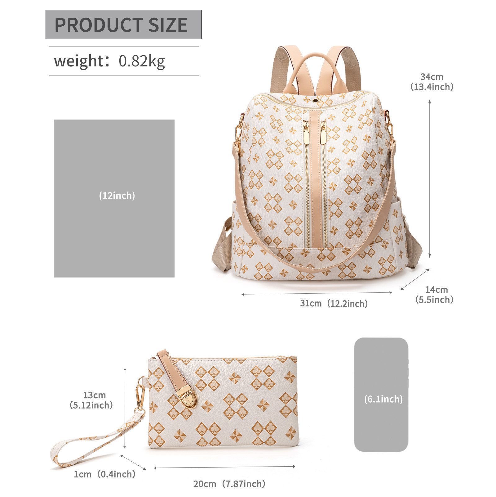 Toomoke Rucksack Damen Rucksack, Kleine 2 in 1 Rucksackhandtasche (Wasserdichte Leder Schultaschen, Geldbörse Umhängetasche Handtasche Rucksack), Geschenk,Anti-Diebstahl Tagesrucksack Schultertaschen